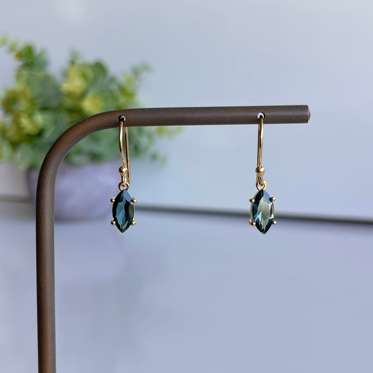 18K Gold Plated London Blue Topaz Earrings