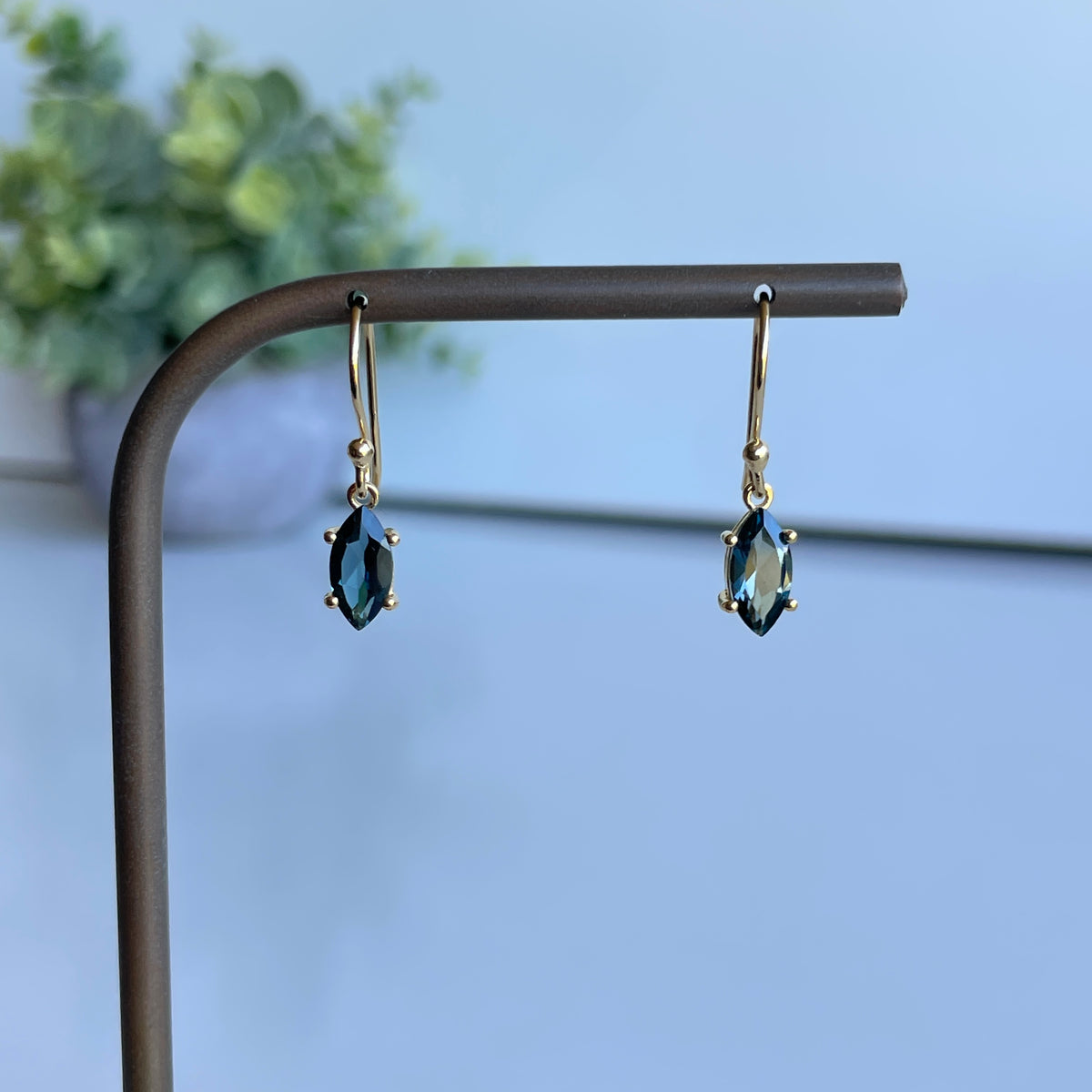 18K Gold Plated London Blue Topaz Earrings