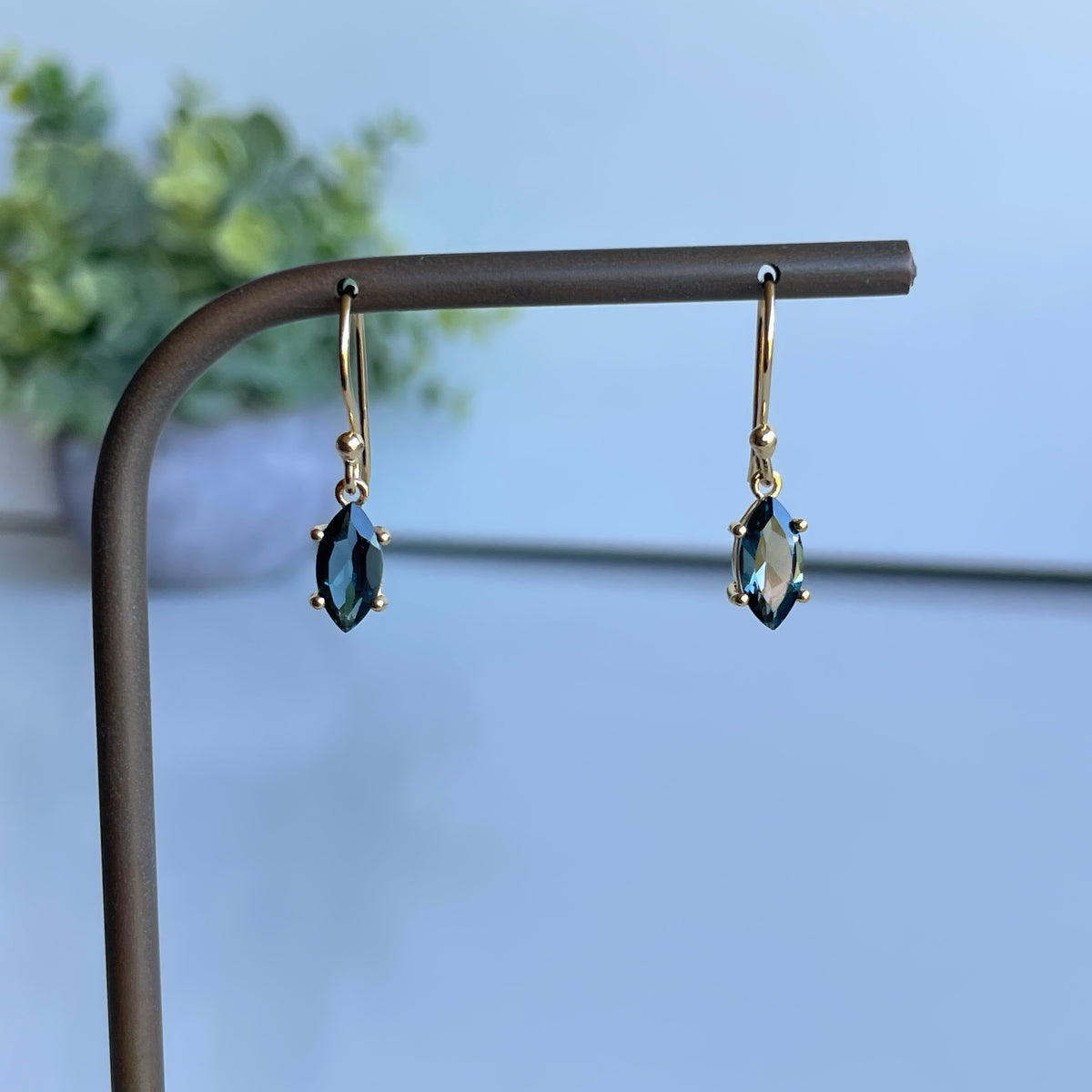18K Gold Plated London Blue Topaz Earrings