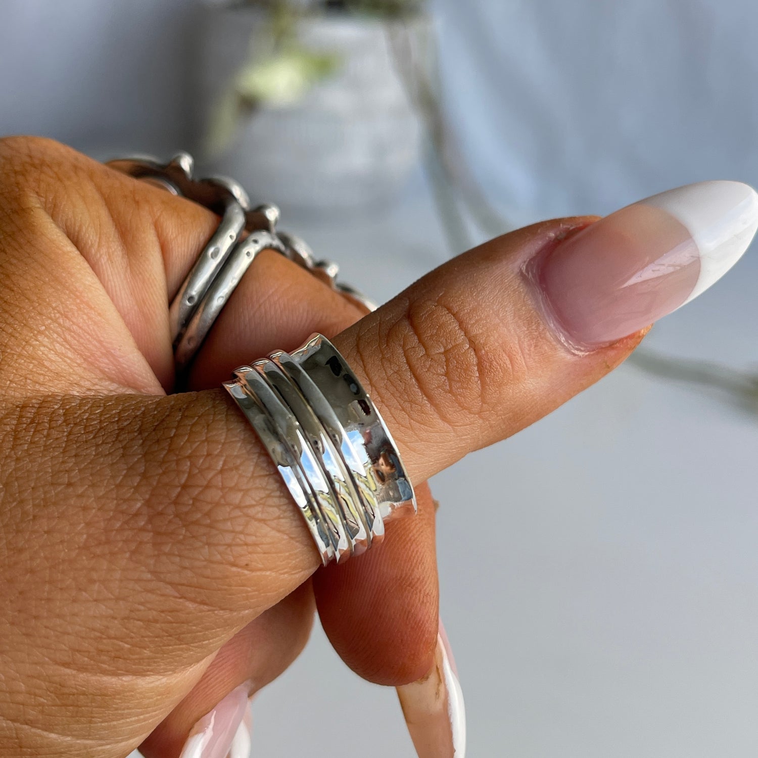 Silver Triple  Spinner Ring R2404