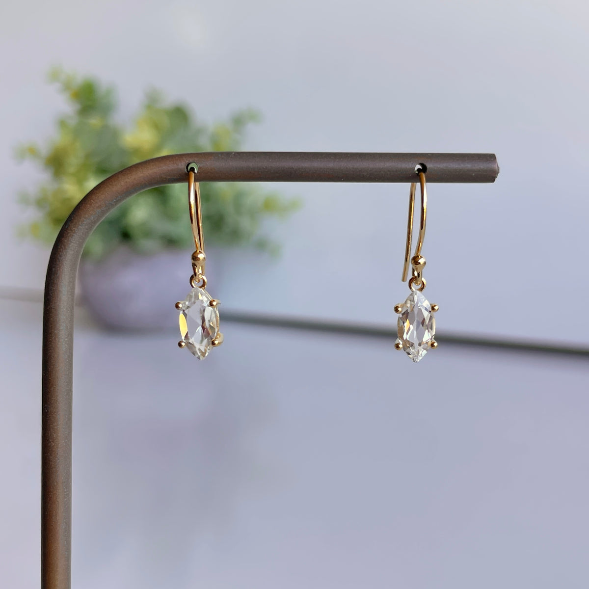 18K Gold Plated White Topaz Earrings