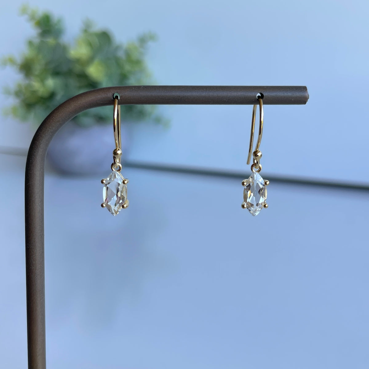 18K Gold Plated White Topaz Earrings