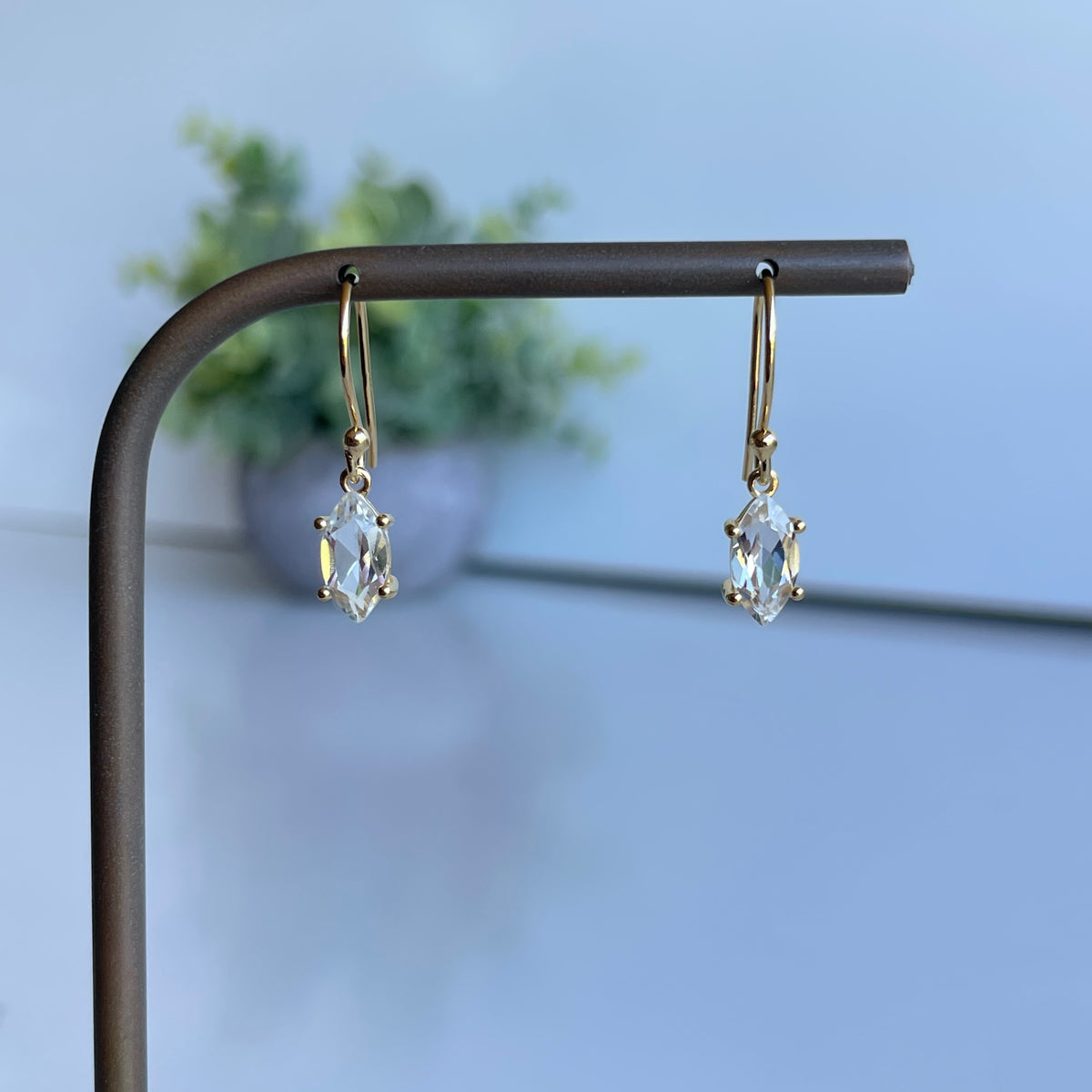 18K Gold Plated White Topaz Earrings