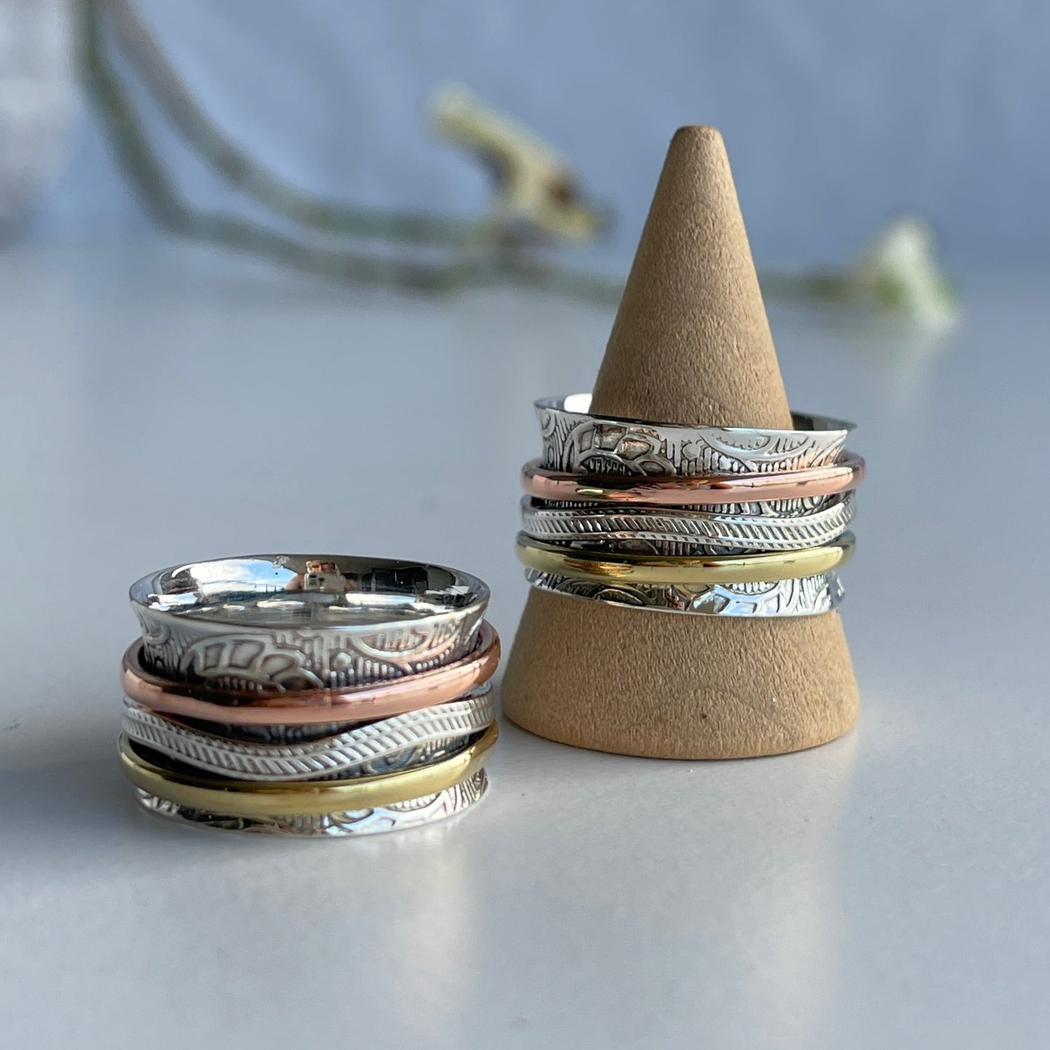 Tri Tone Spinner Ring Wave