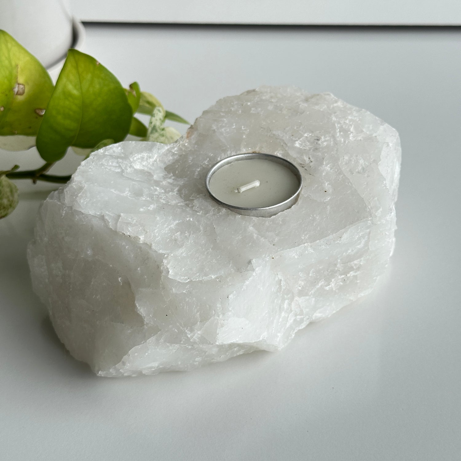 Clear Quartz Rough Tealight Holder