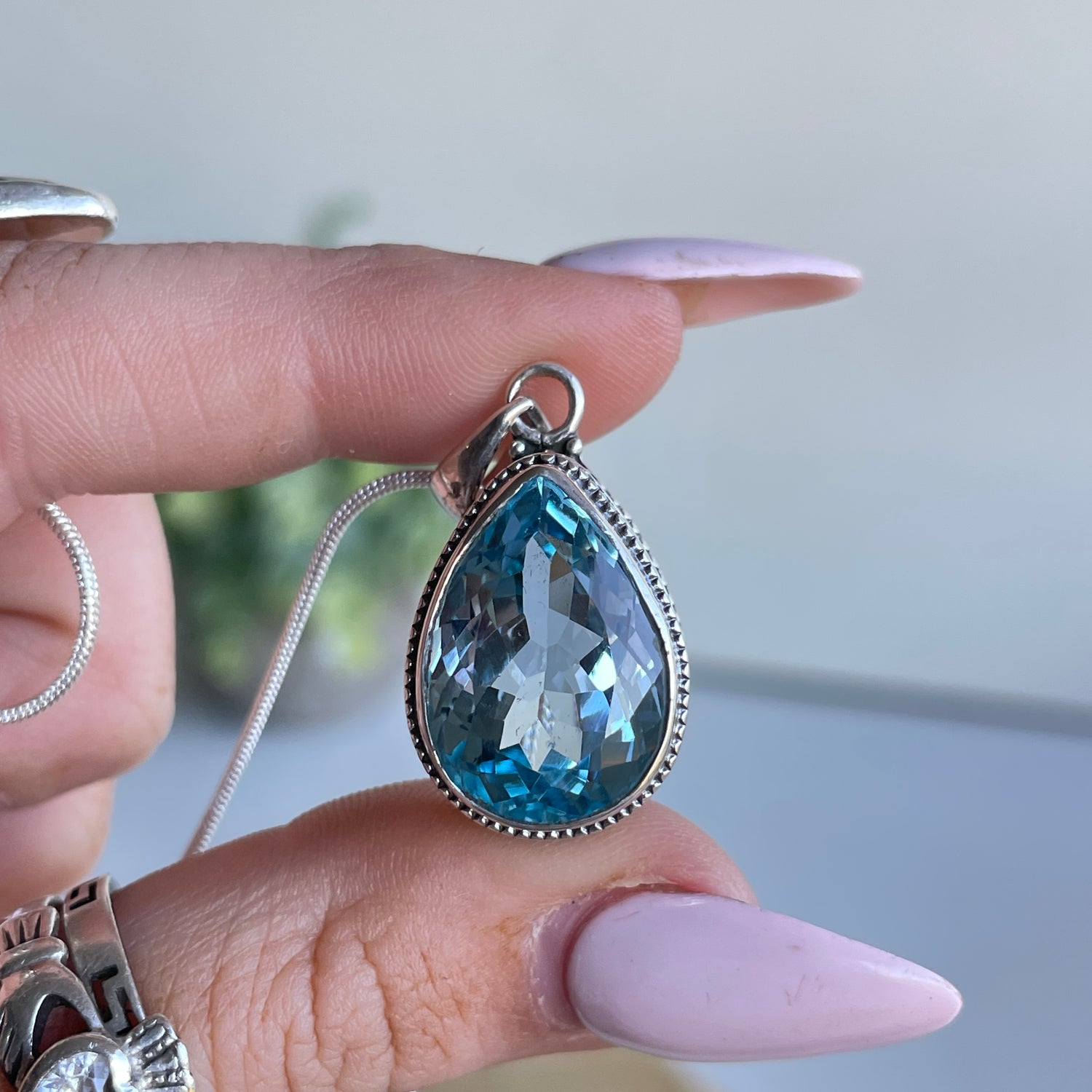 Blue Topaz Teardrop Pendant