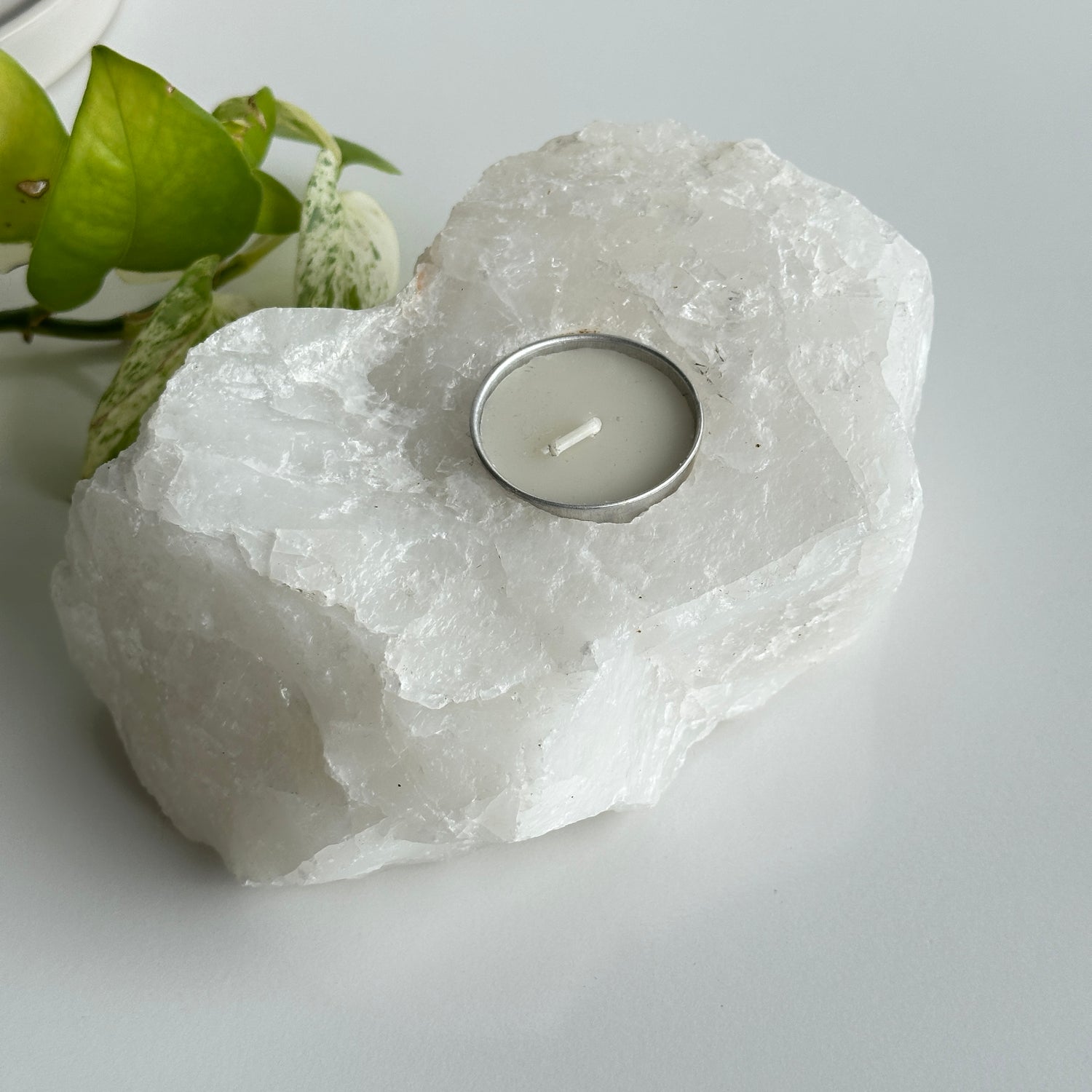 Clear Quartz Rough Tealight Holder