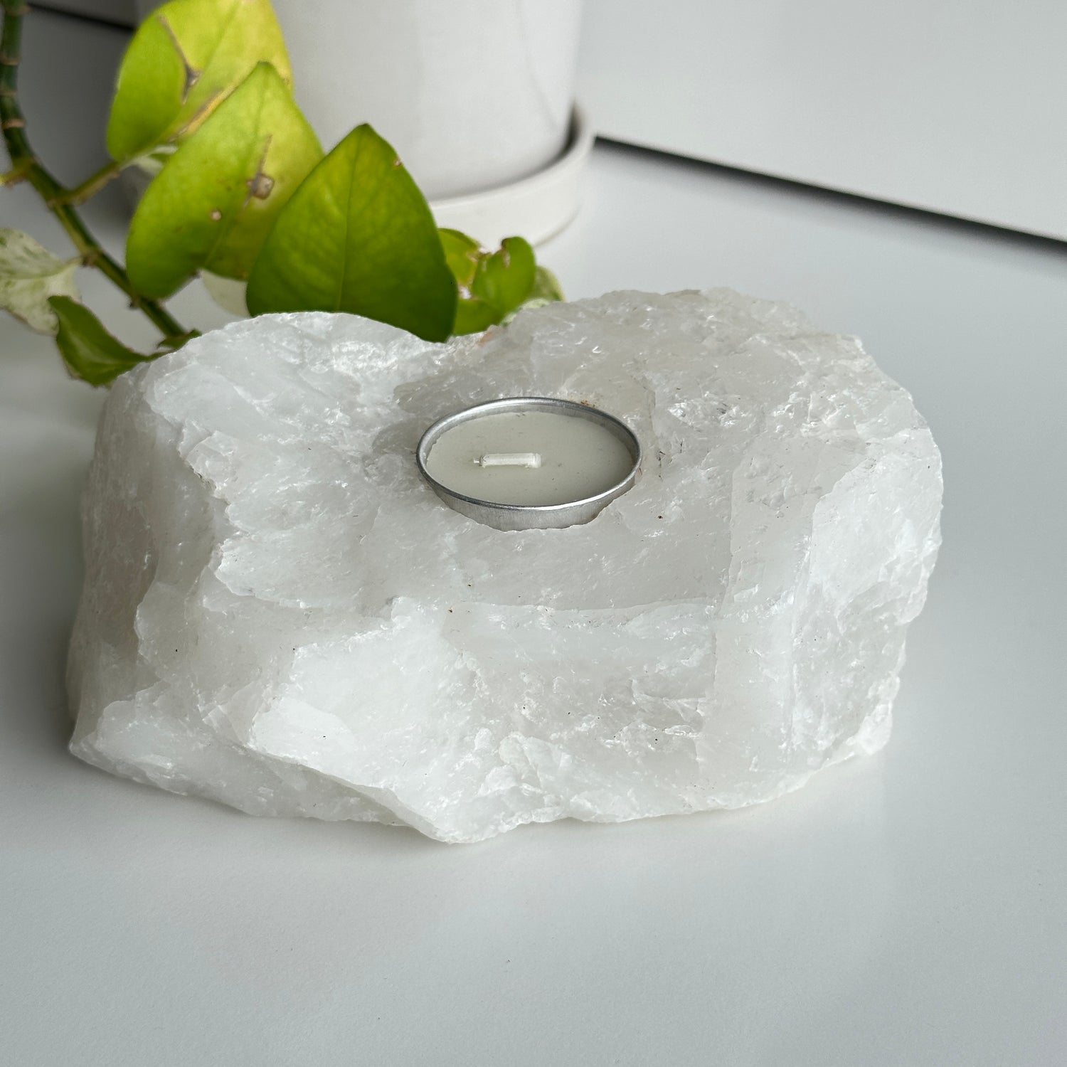 Clear Quartz Rough Tealight Holder