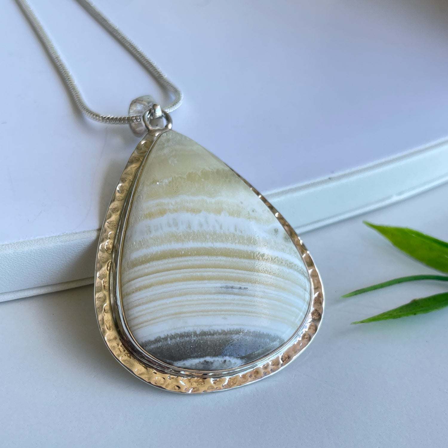 Zebra Calcite Teardrop Pendant
