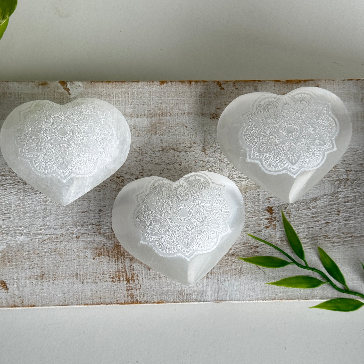 Selenite Heart With Mandala