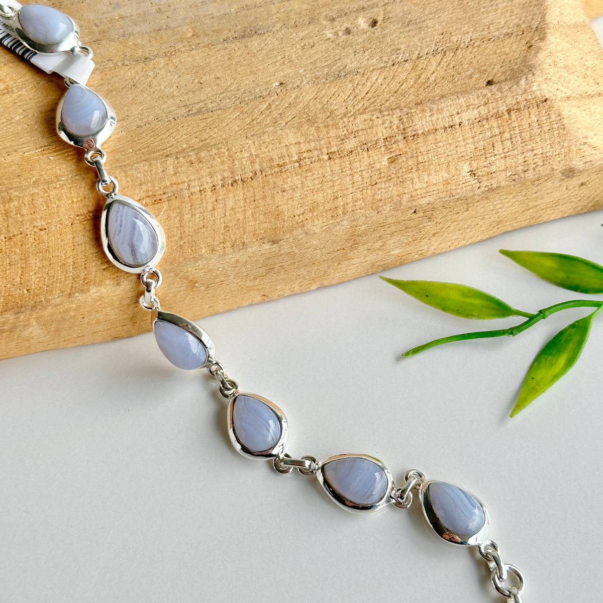 Blue Lace Agate Teardrop Bracelet