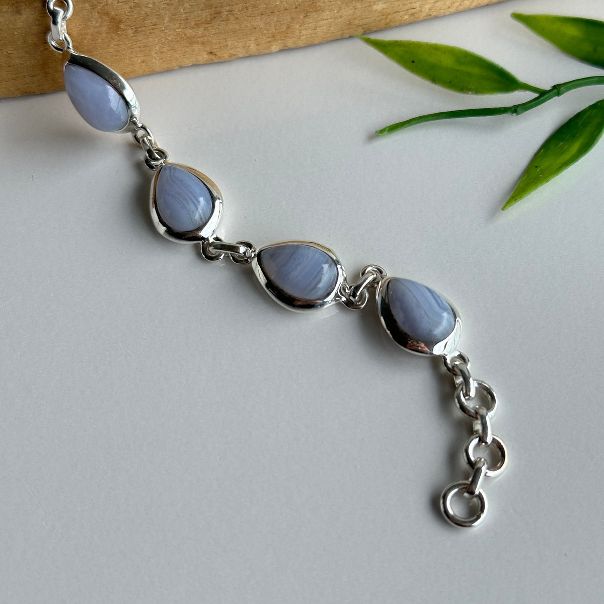 Blue Lace Agate Teardrop Bracelet
