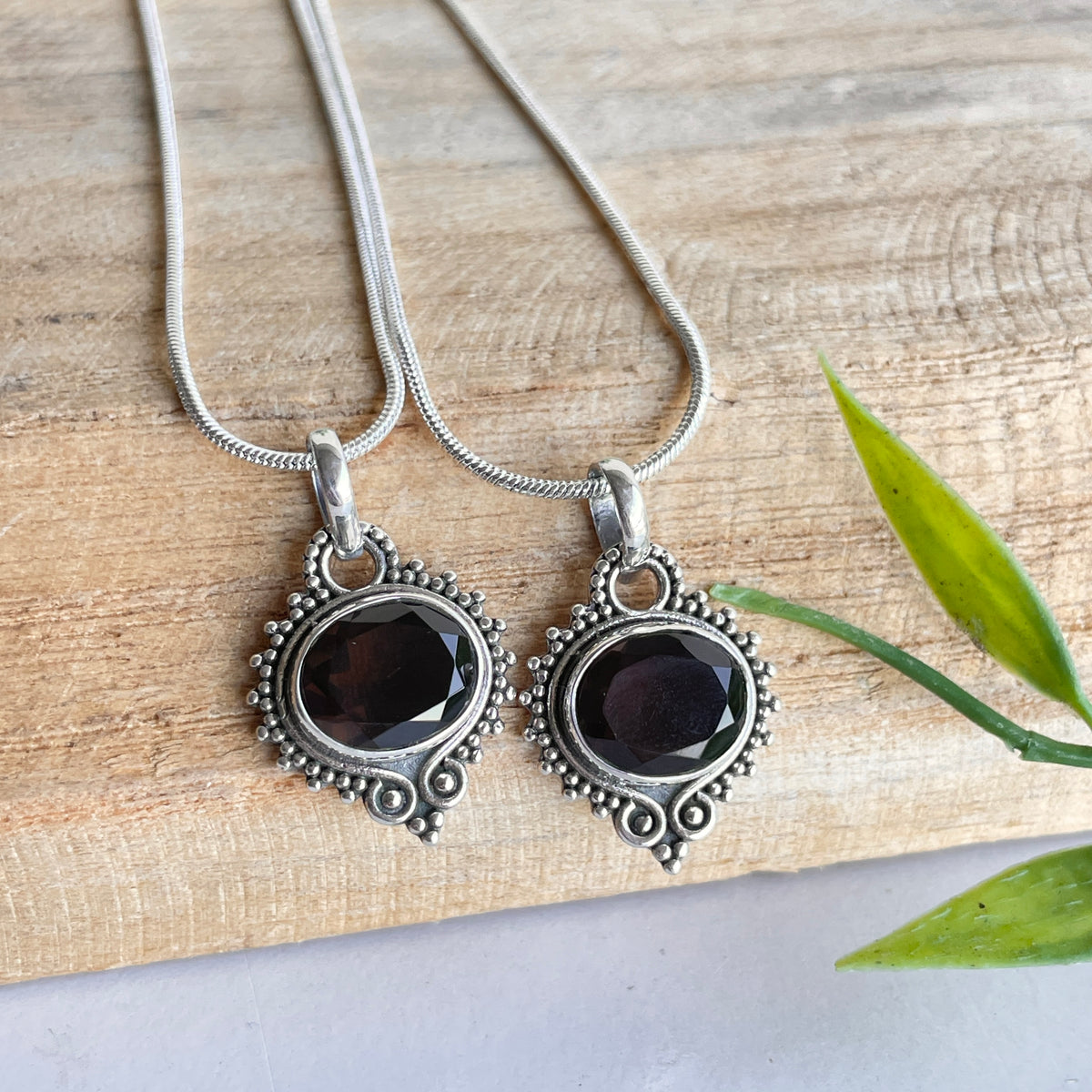 Smoky Quartz Oval Filigree Pendant