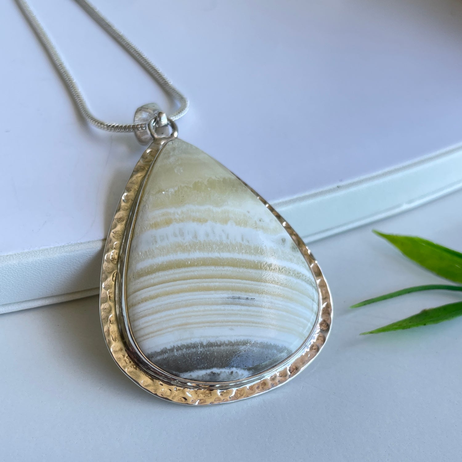 Zebra Calcite Teardrop Pendant