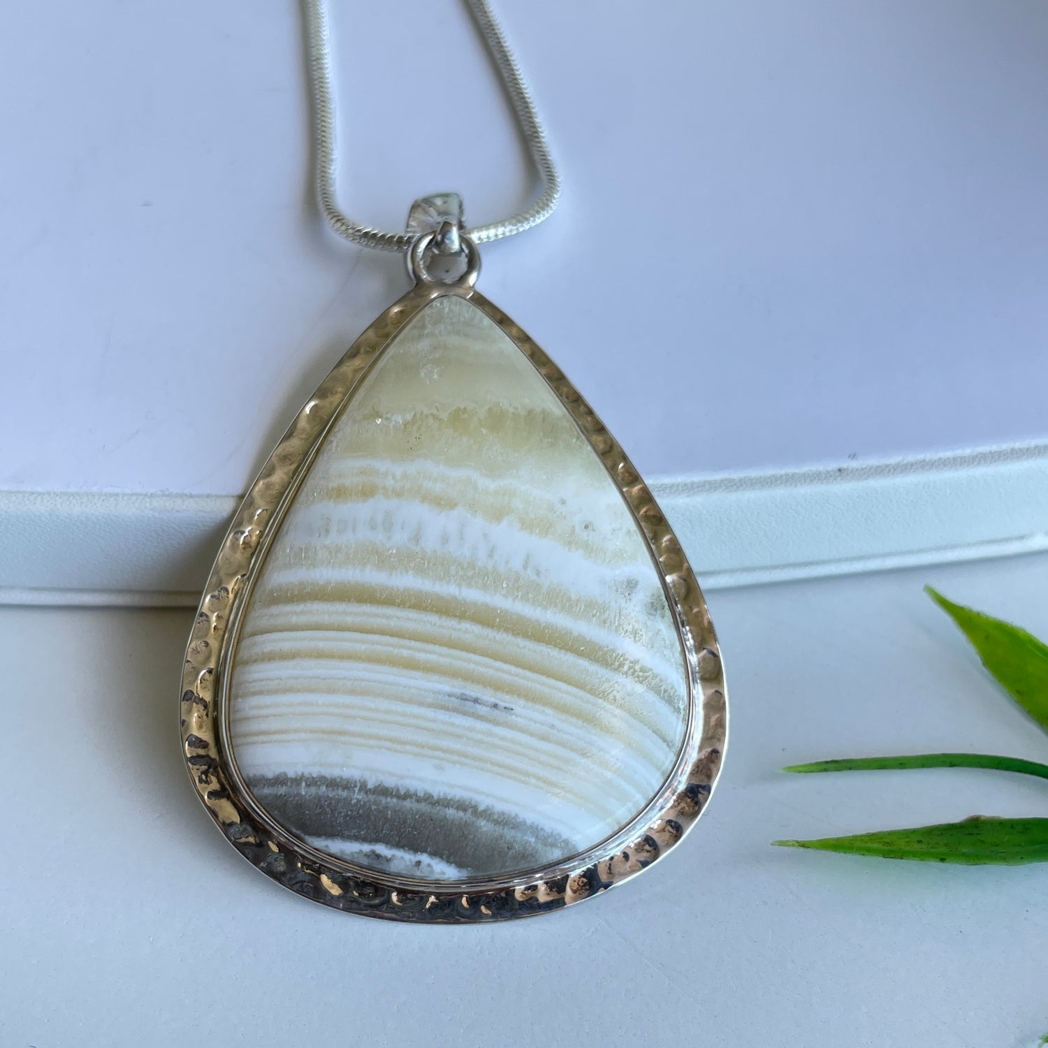 Zebra Calcite Teardrop Pendant