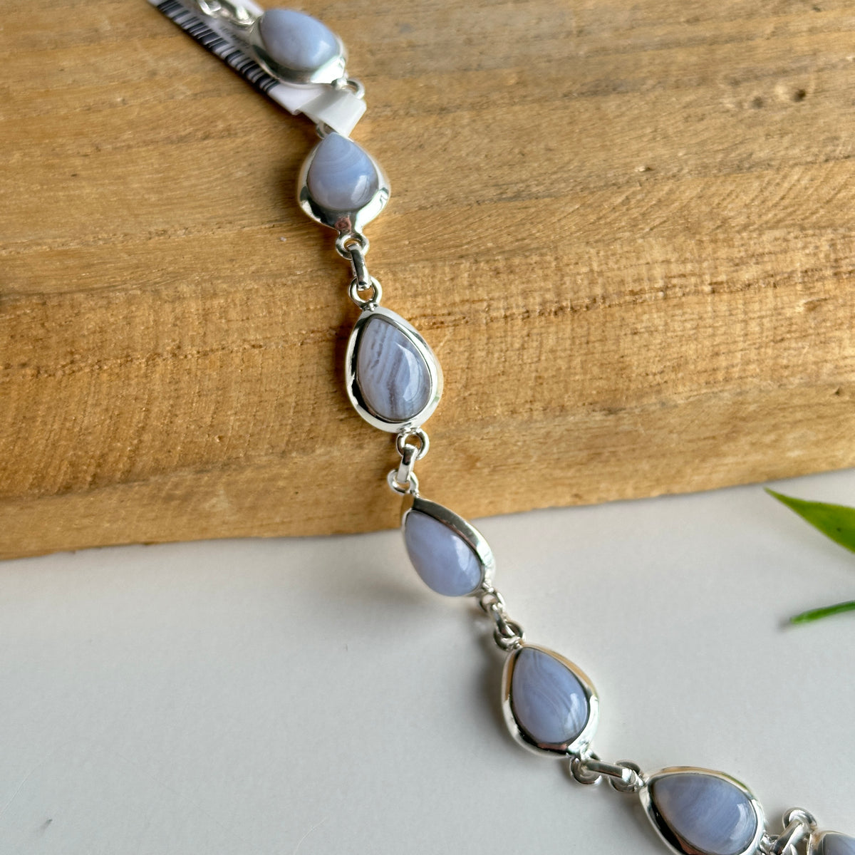 Blue Lace Agate Teardrop Bracelet