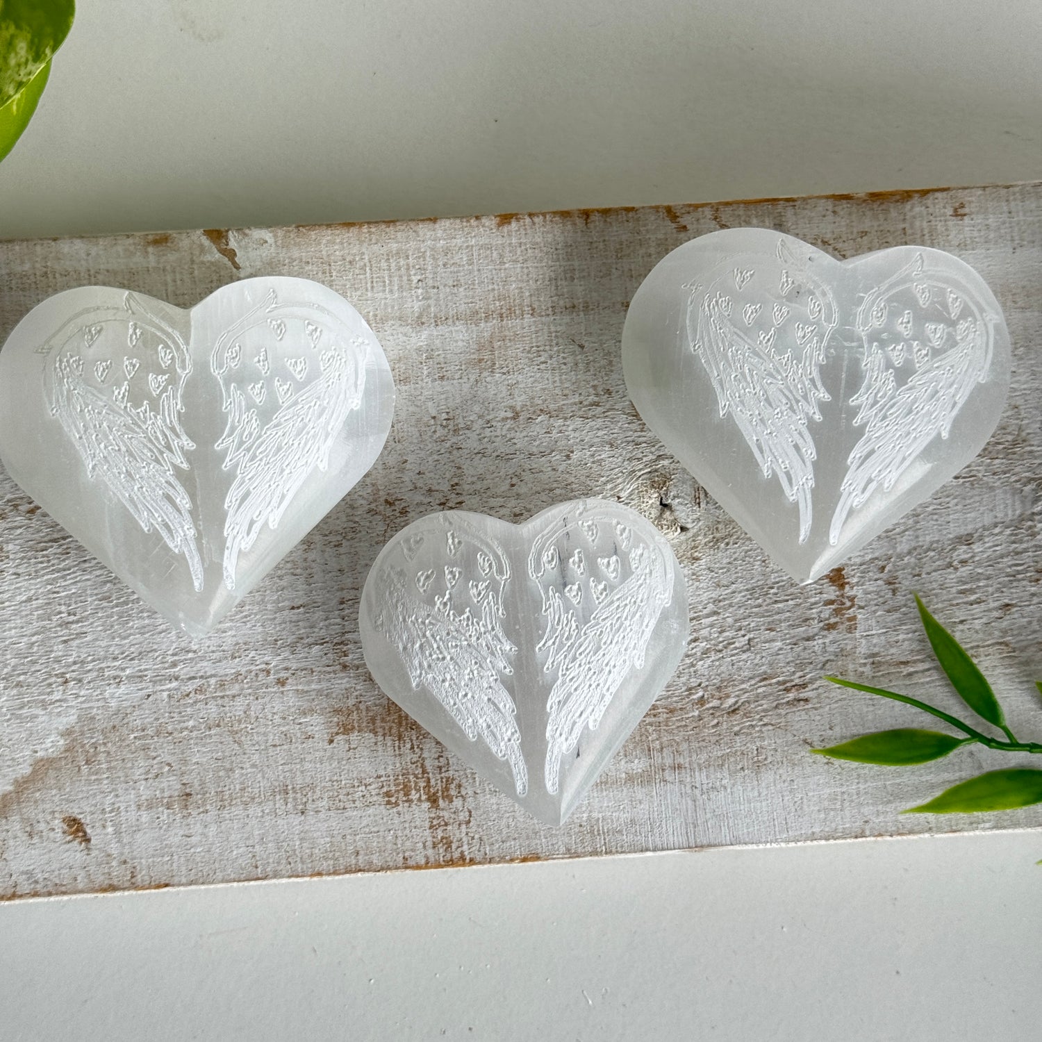 Selenite Heart Angel Wings