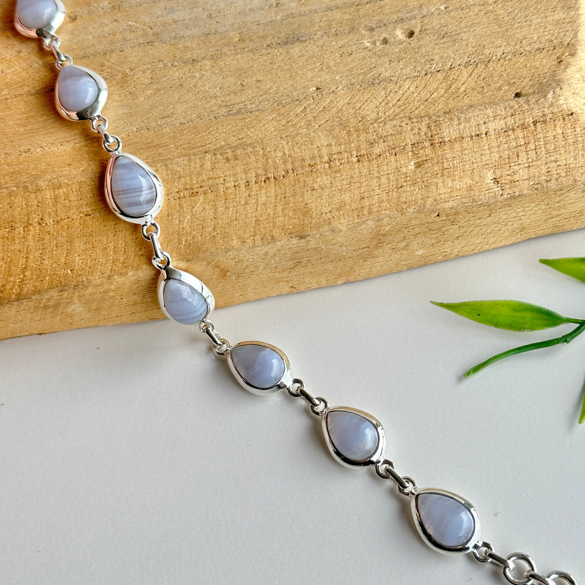 Blue Lace Agate Teardrop Bracelet