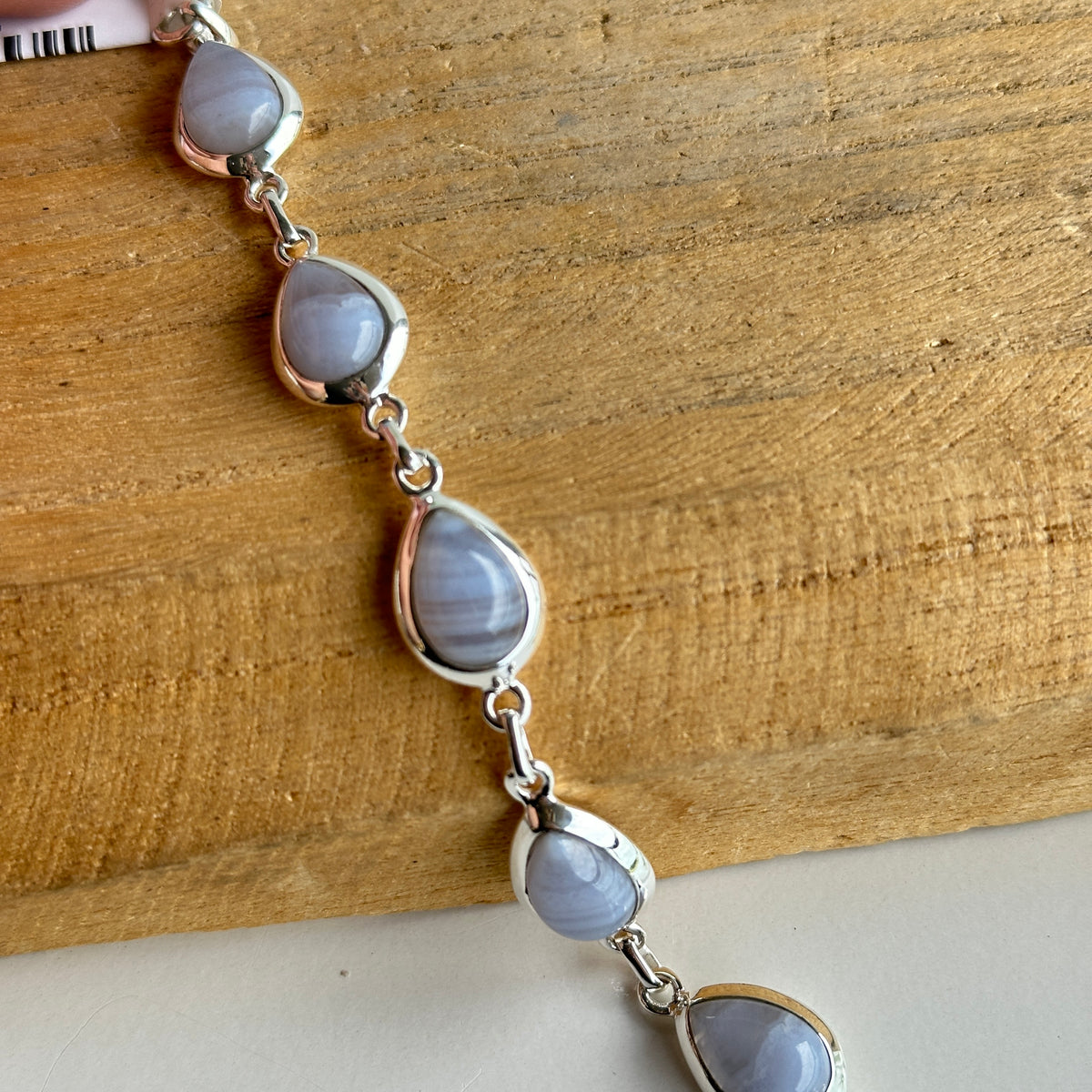 Blue Lace Agate Teardrop Bracelet