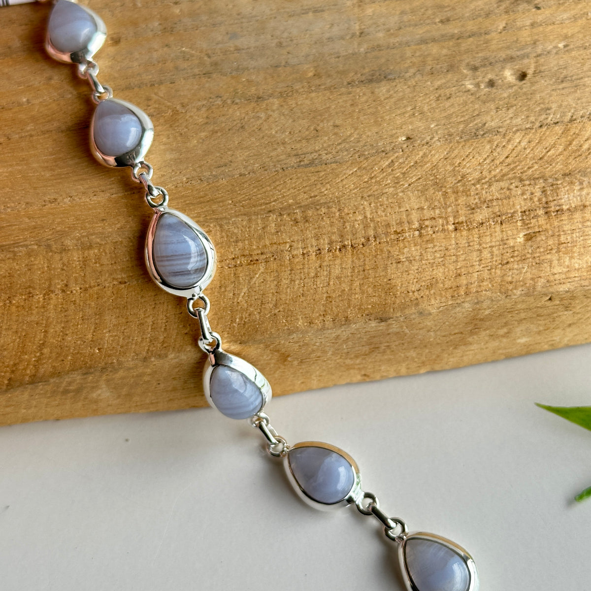 Blue Lace Agate Teardrop Bracelet