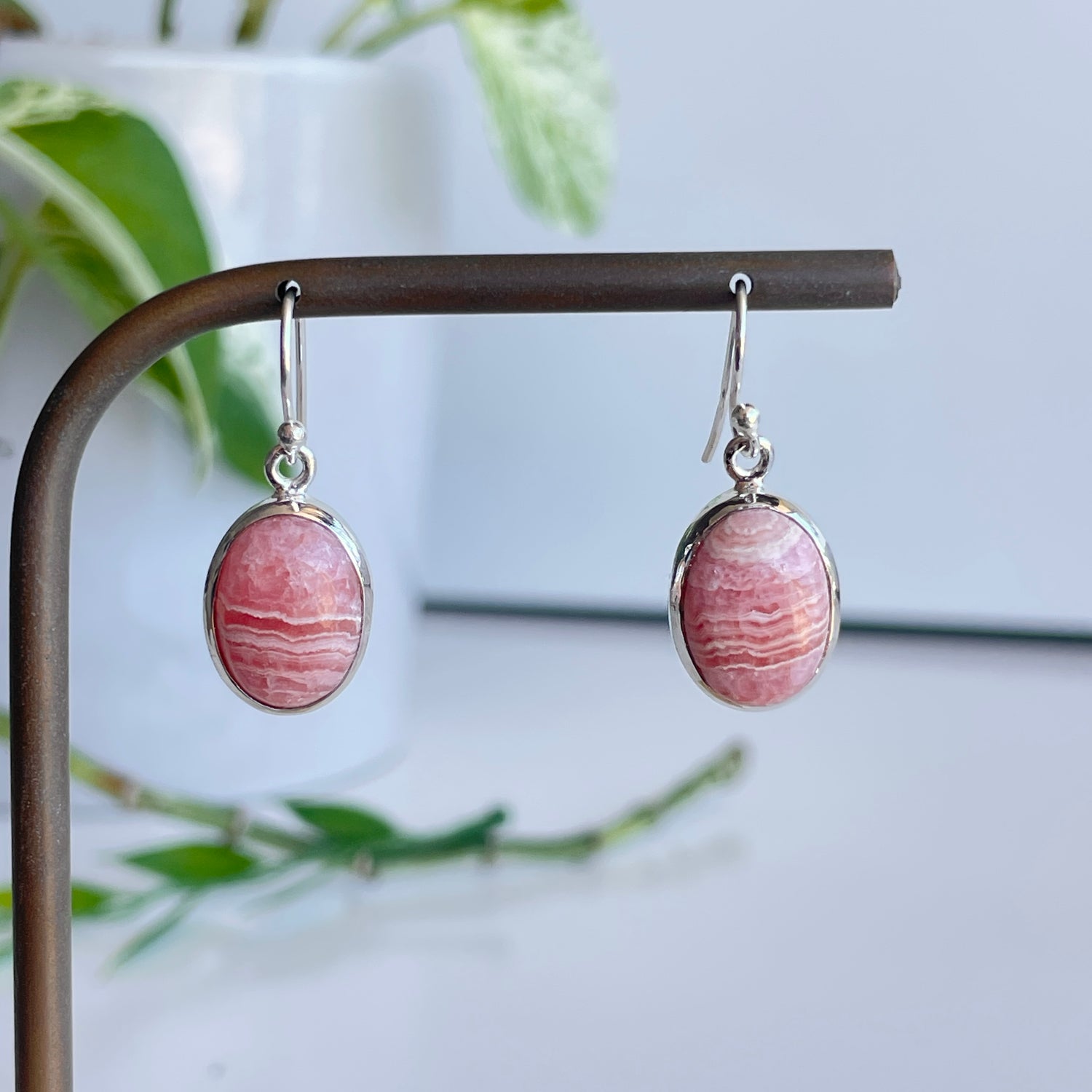 Rhodochrosite Oval Earrings 001