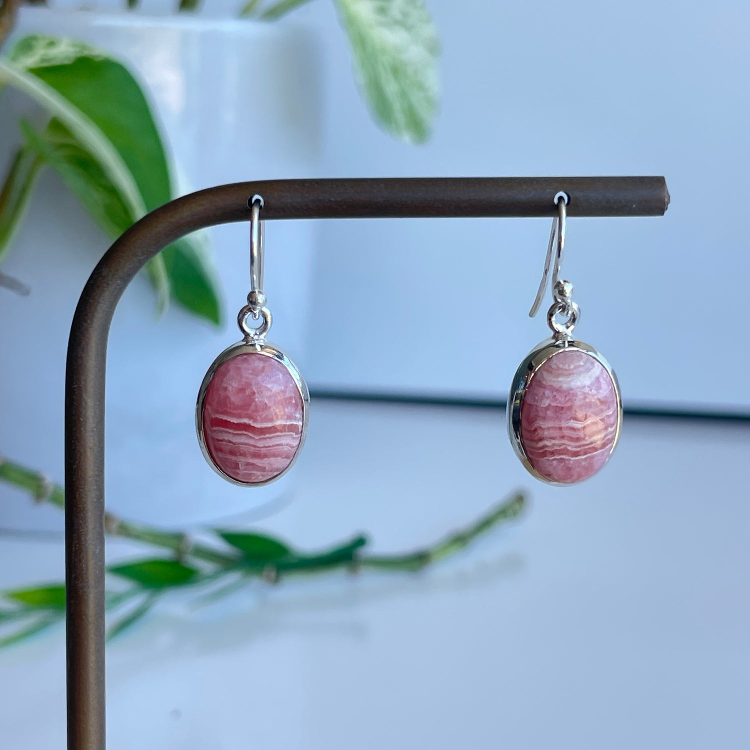 Rhodochrosite Oval Earrings 001