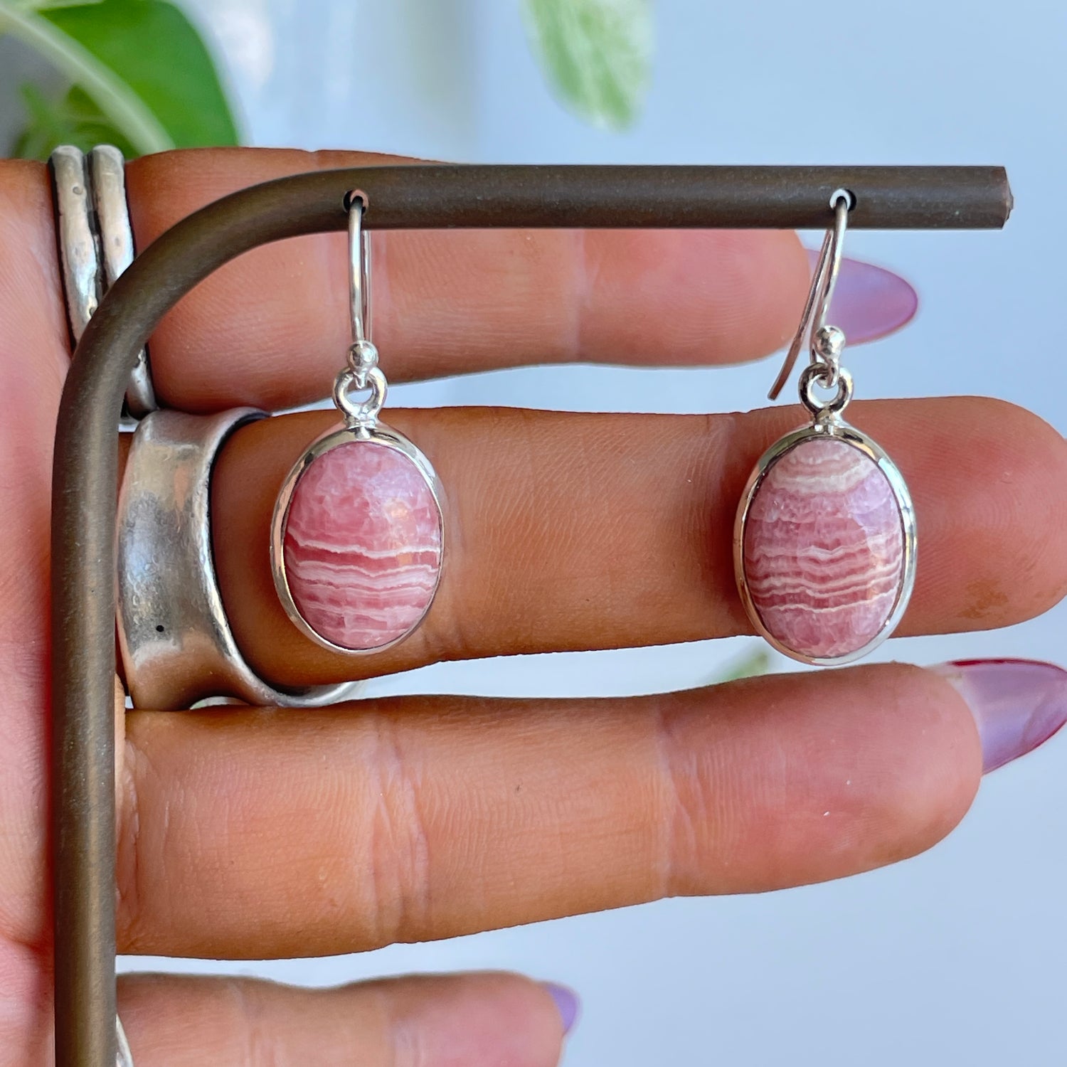 Rhodochrosite Oval Earrings 001