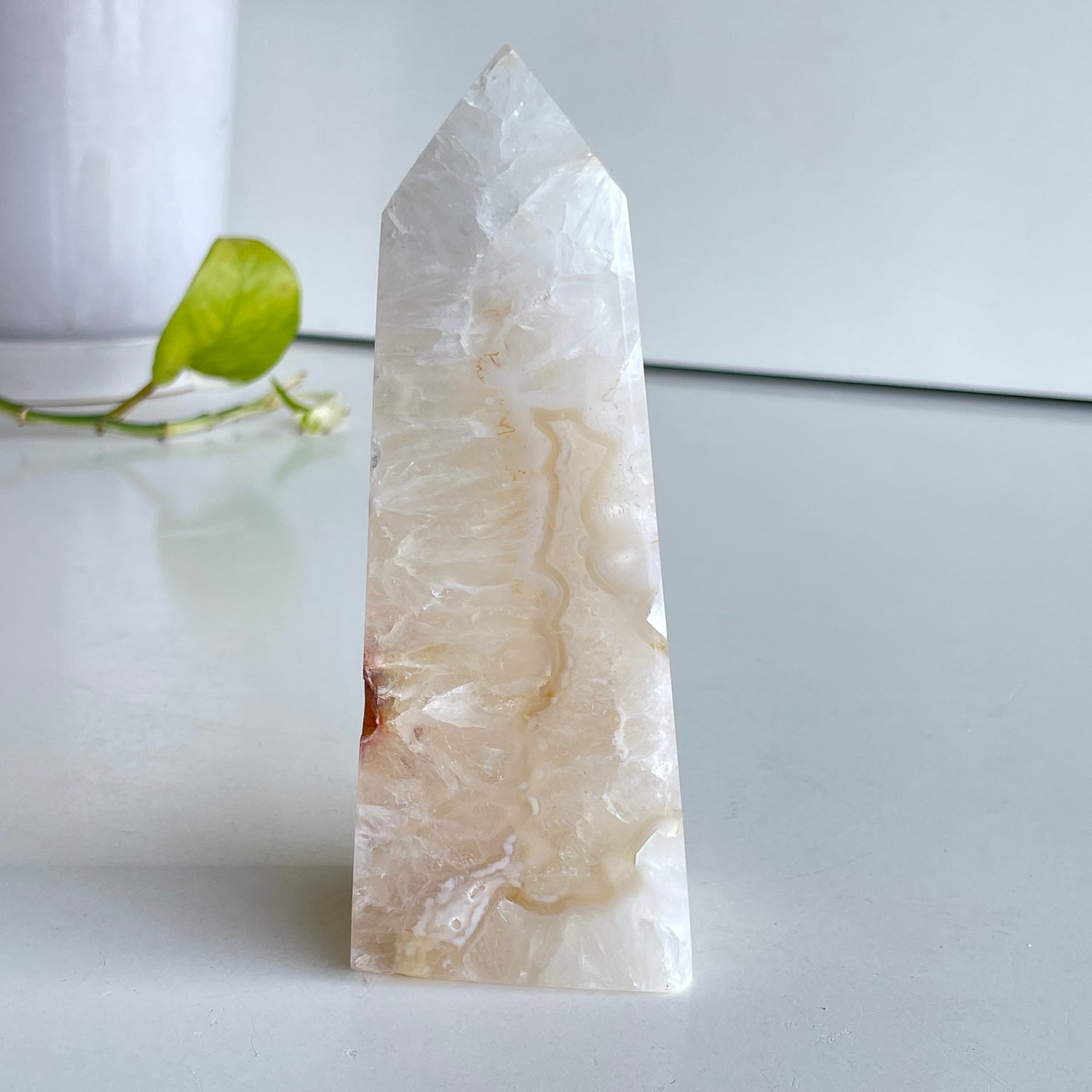 Flower Agate Obelisk 13.9cm