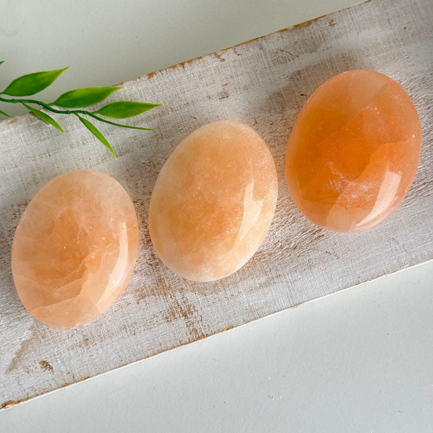 Peach Selenite Palmstone