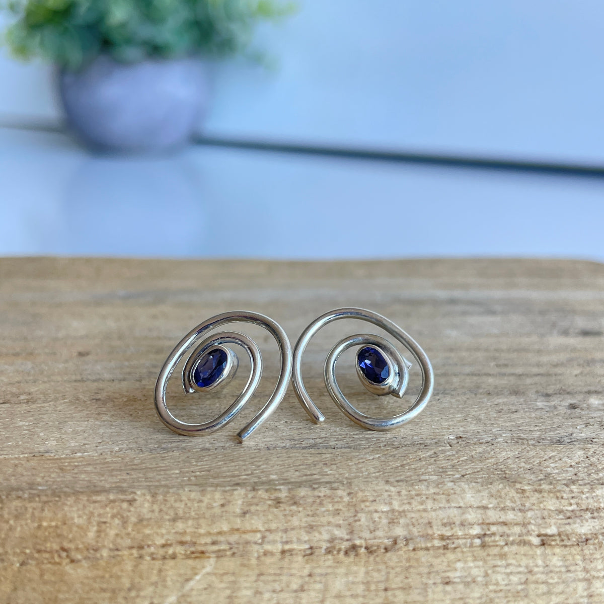 Iolite Swirl Stud Earrings