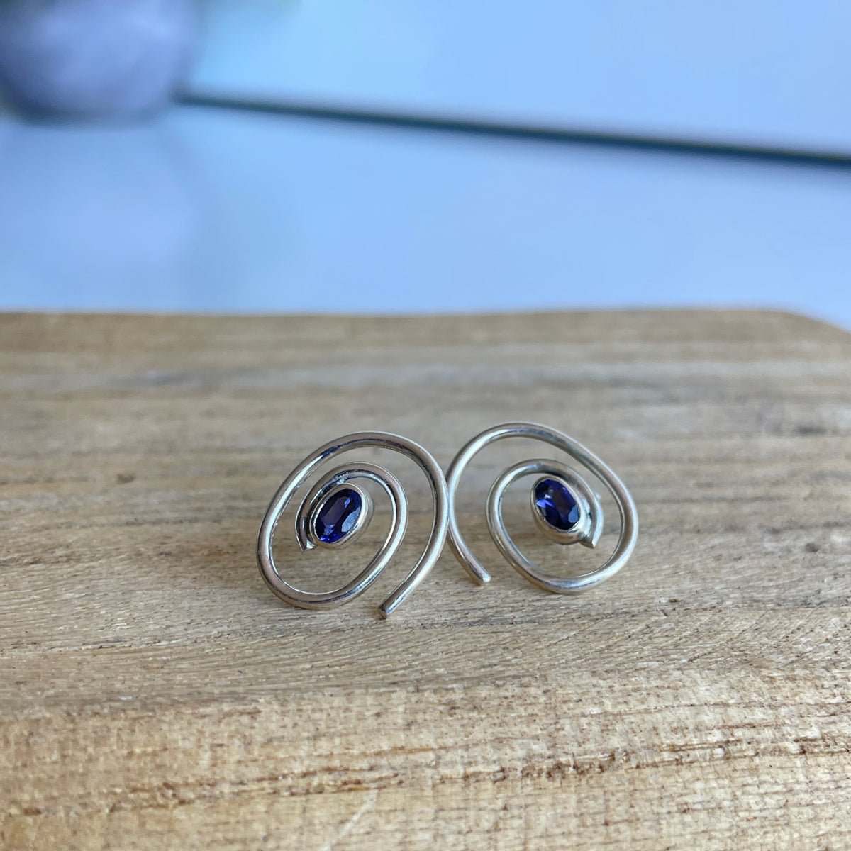 Iolite Swirl Stud Earrings
