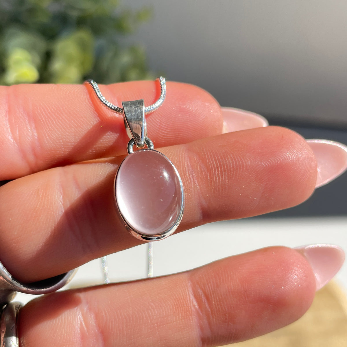 Rose Quartz Oval Pendant