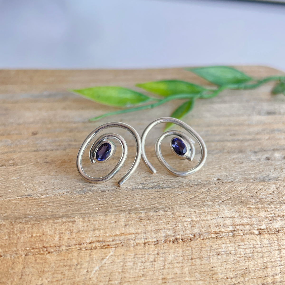 Iolite Swirl Stud Earrings