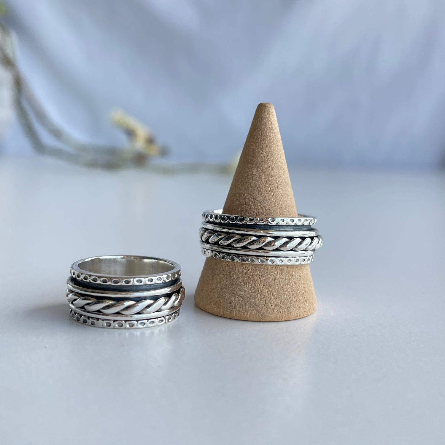Silver Twist Spinner Ring