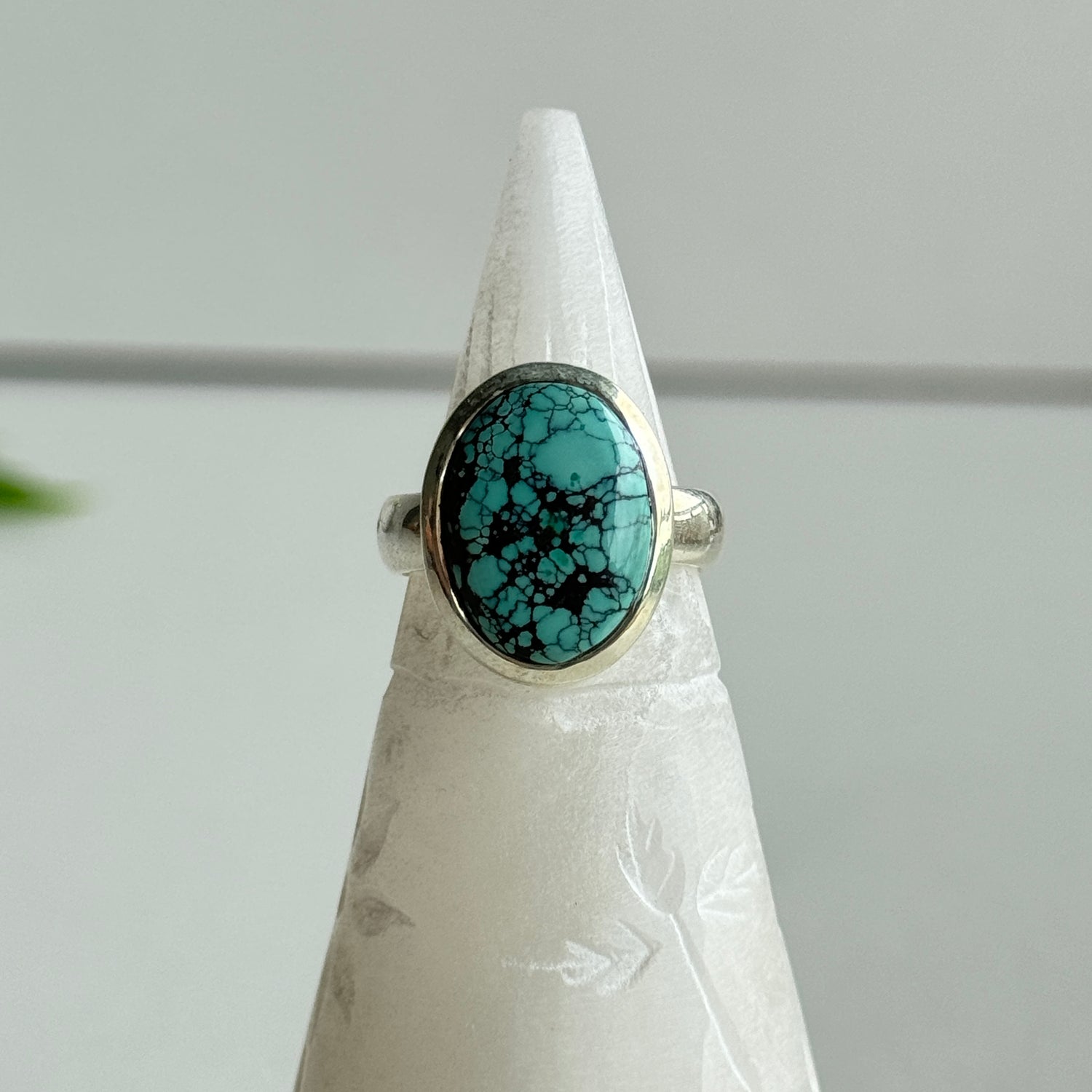 Tibetan Turquoise Oval Ring Sz8 003