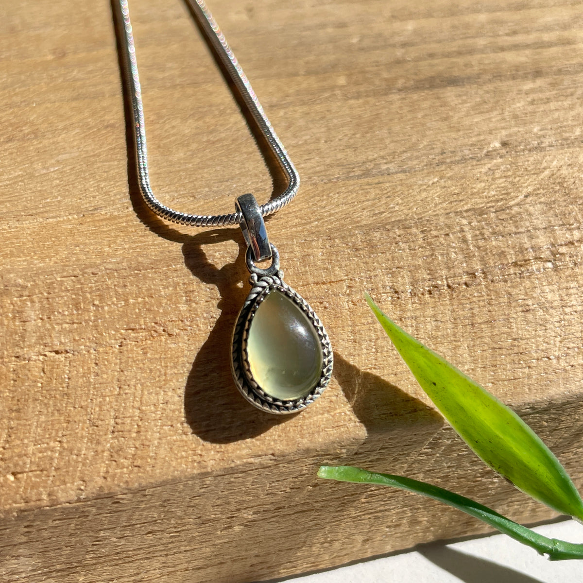 Prehnite Teardrop Pendant