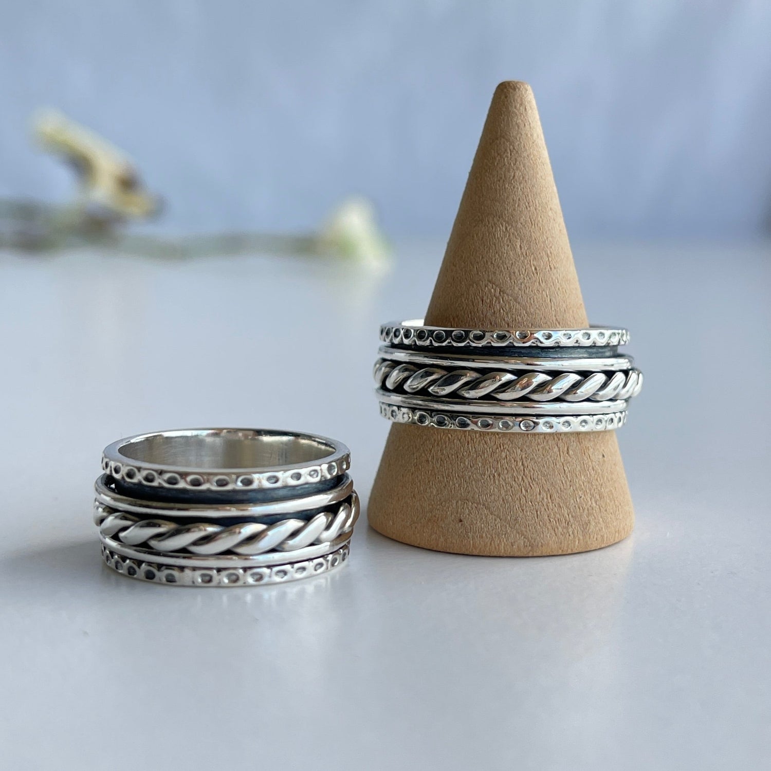Silver Twist Spinner Ring