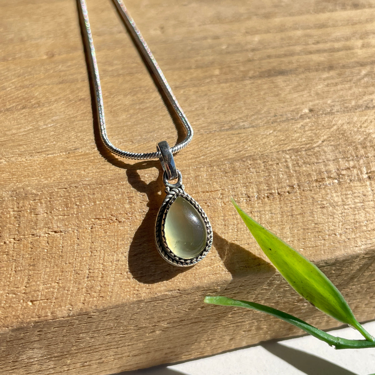 Prehnite Teardrop Pendant