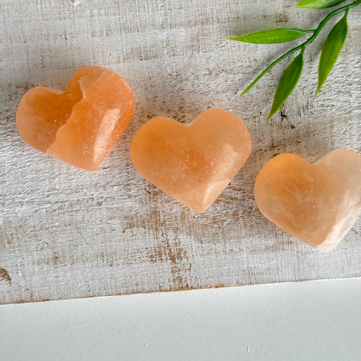 Peach Selenite Heart 4cm