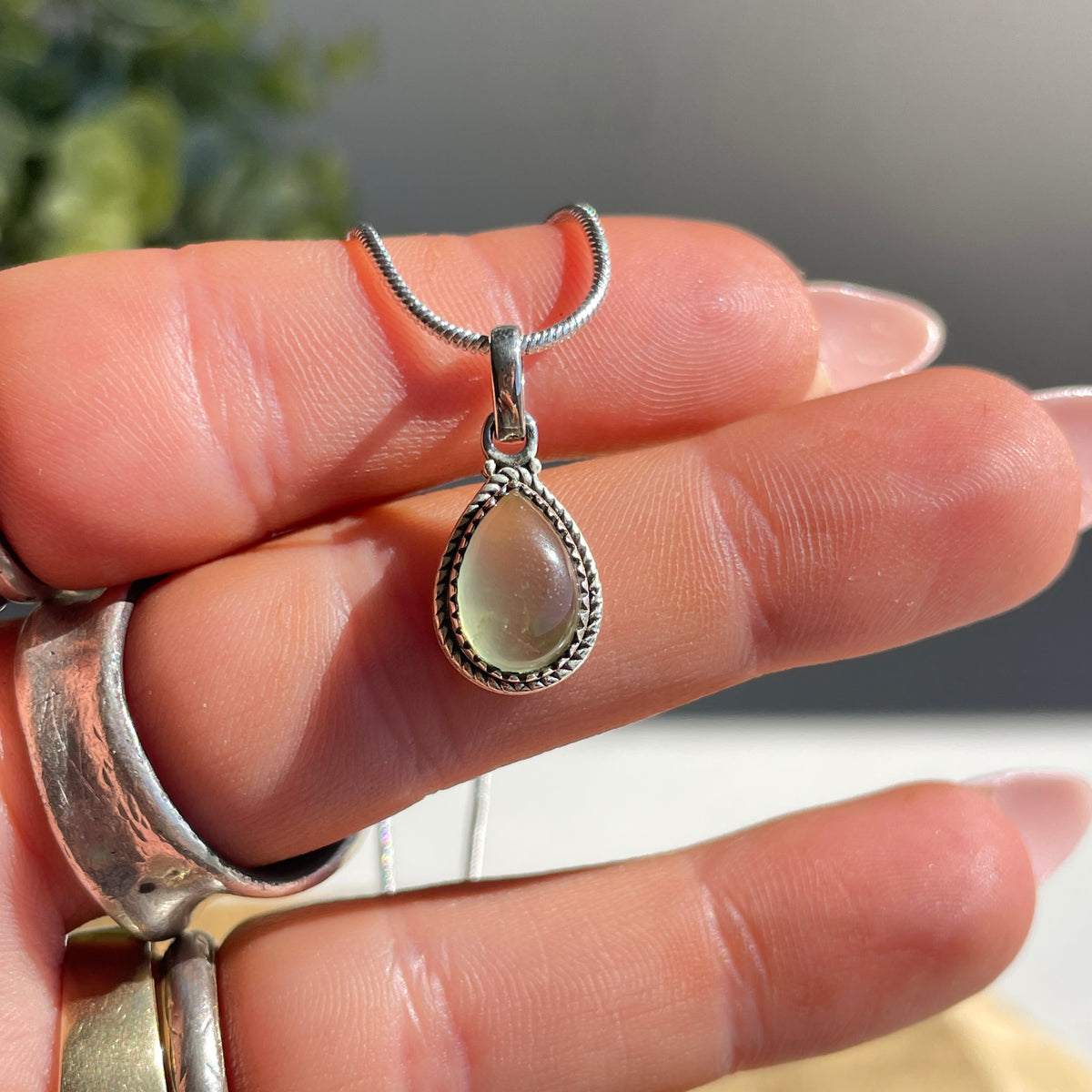 Prehnite Teardrop Pendant
