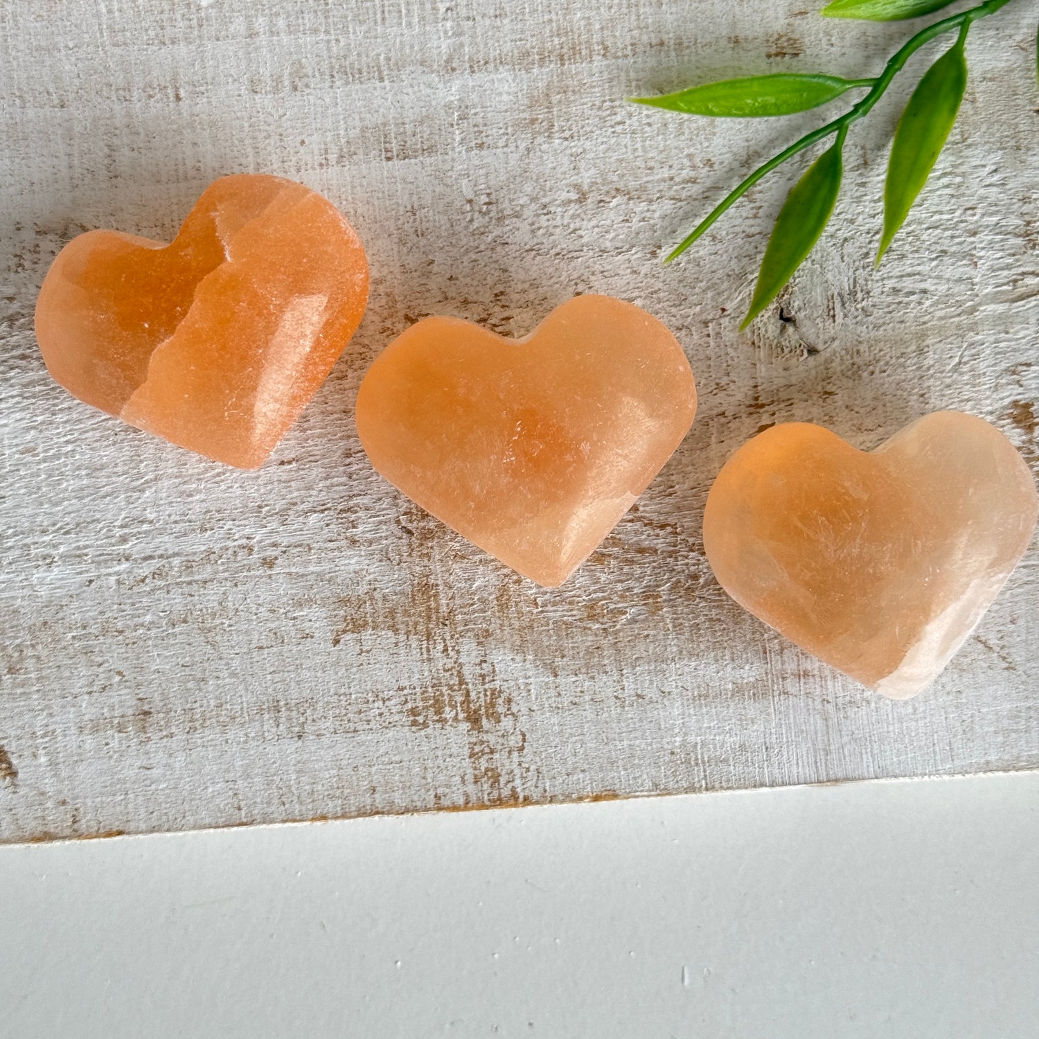 Peach Selenite Heart 4cm