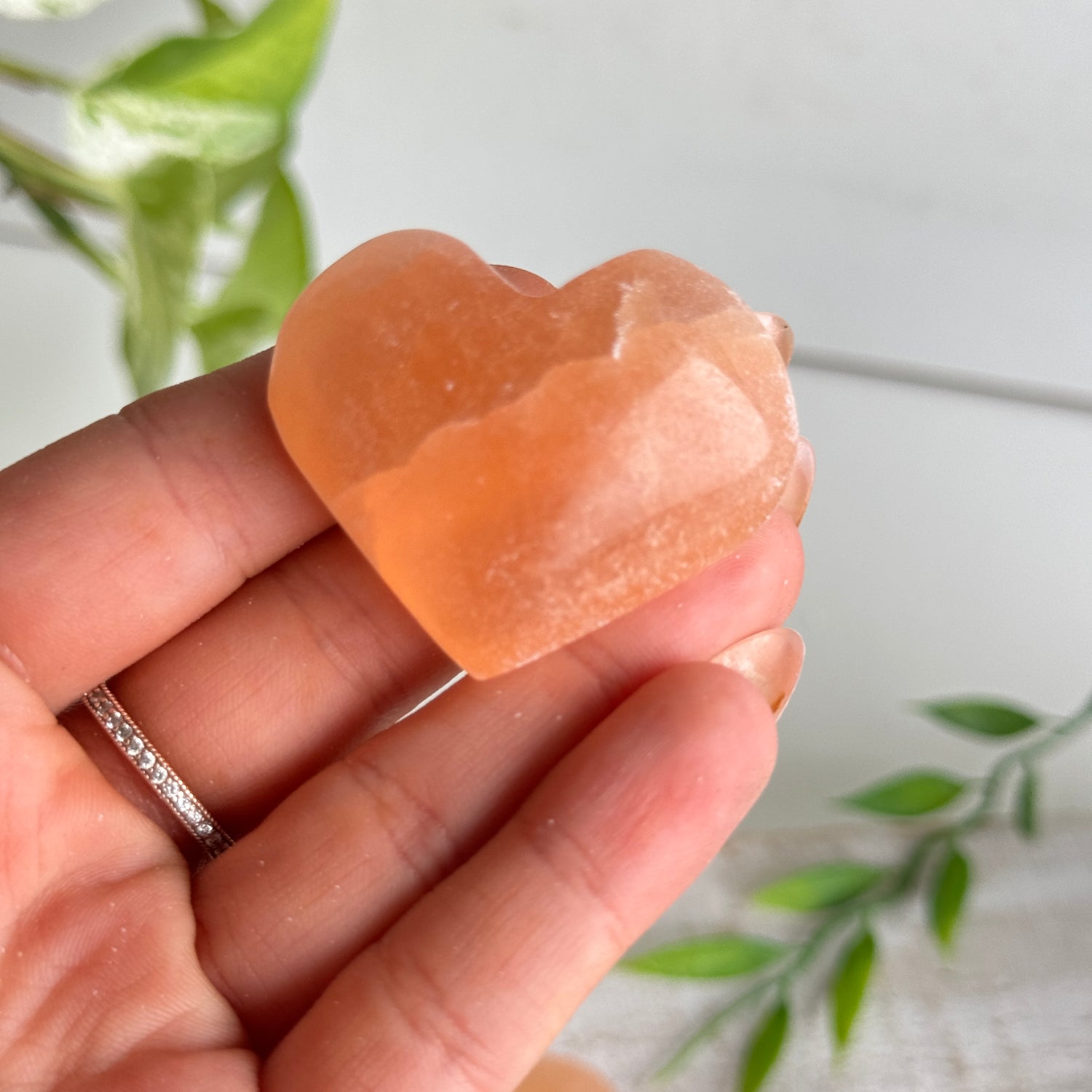 Peach Selenite Heart 4cm