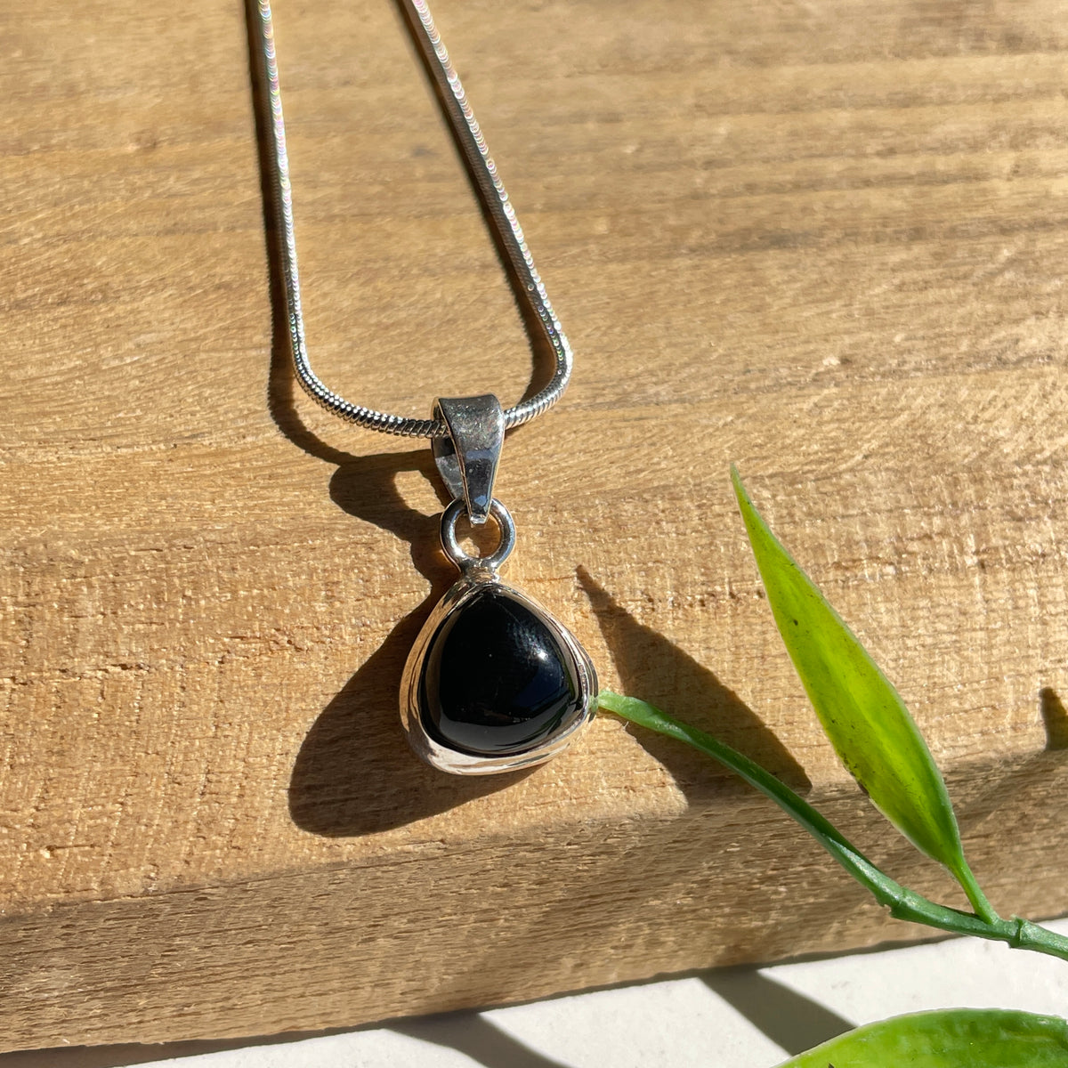 Black Onyx Triangle Pendant