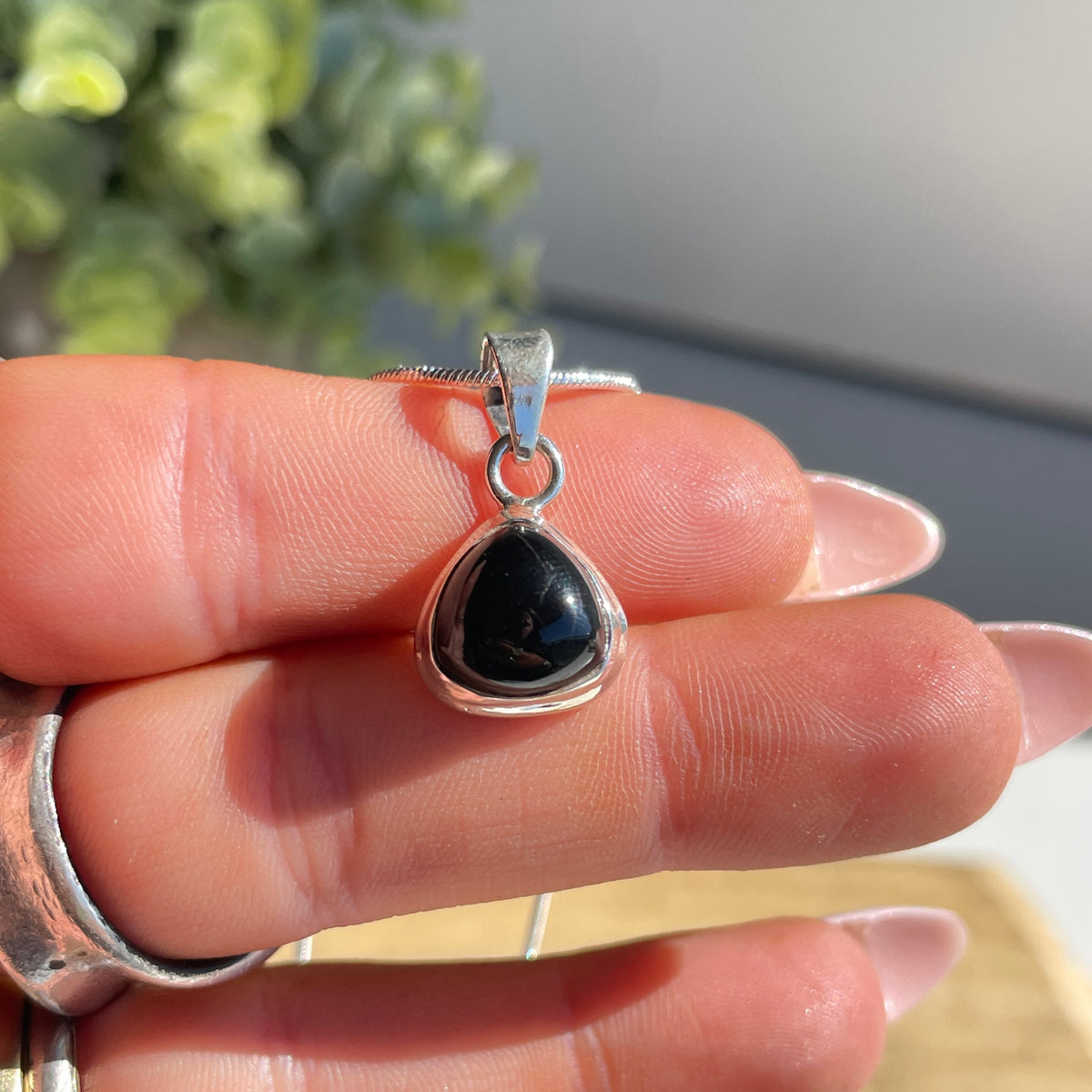 Black Onyx Triangle Pendant