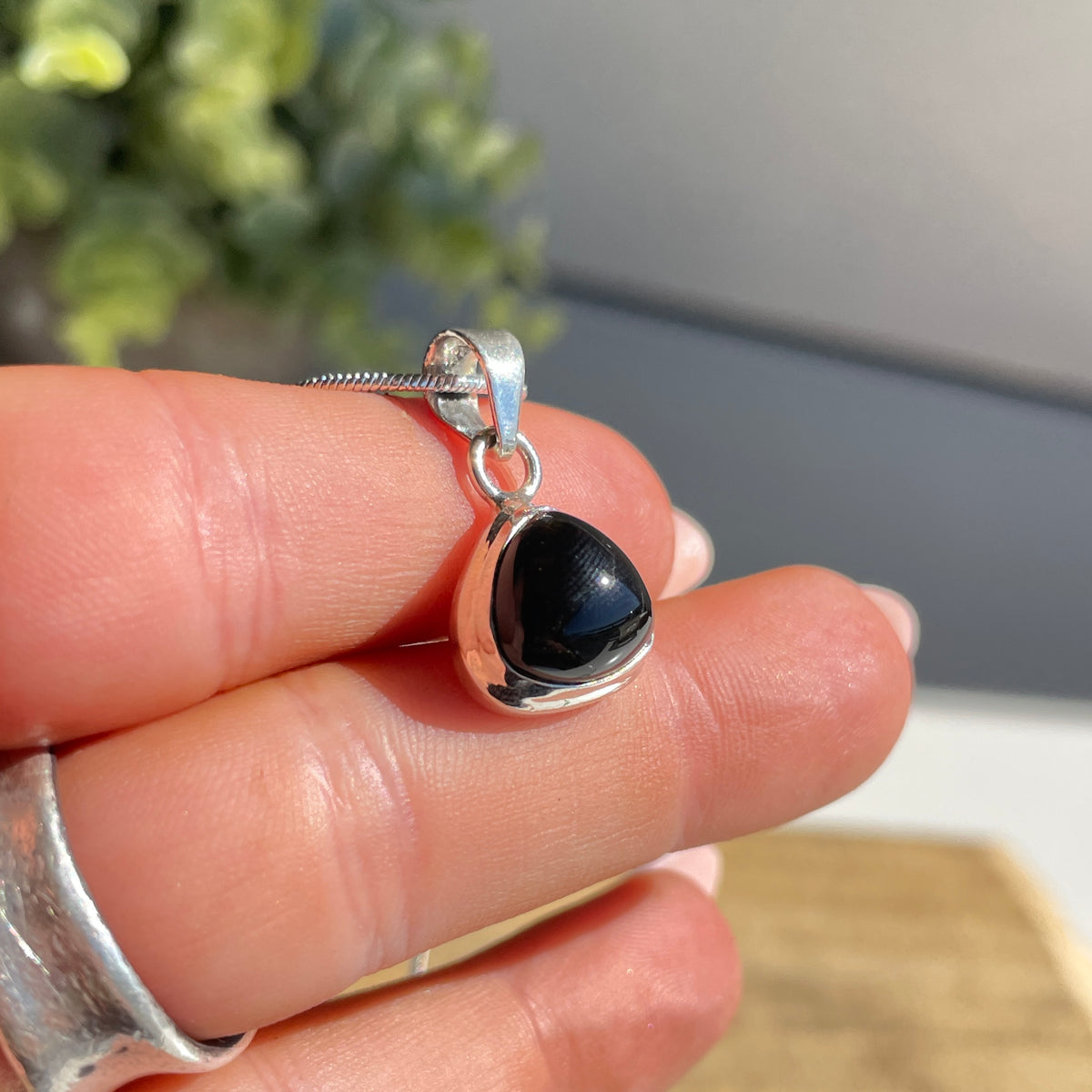 Black Onyx Triangle Pendant