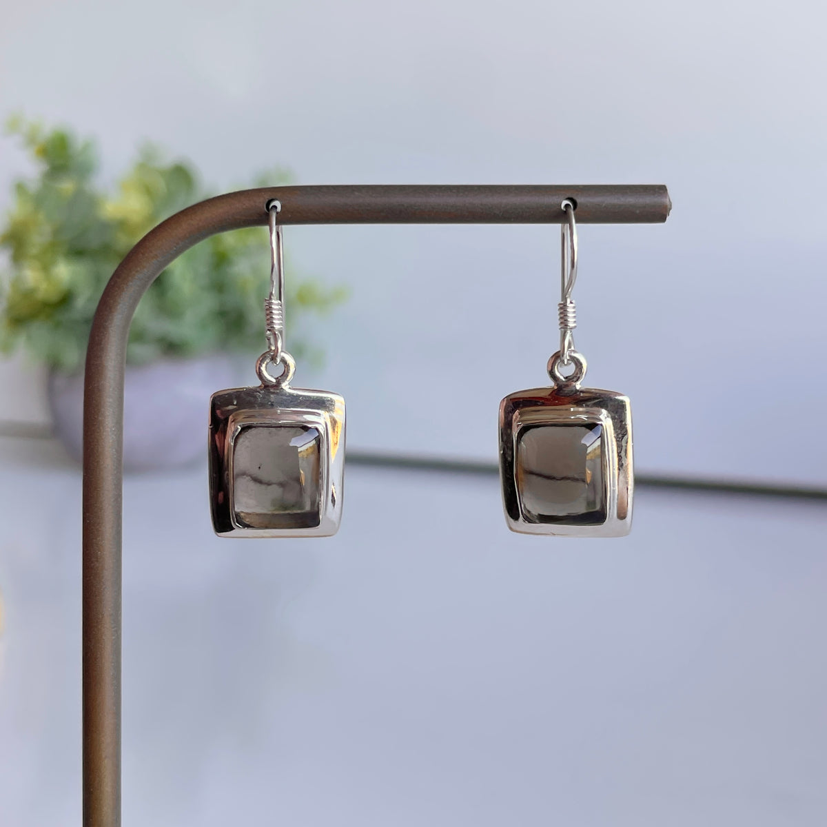 Smoky Quartz Square Earrings