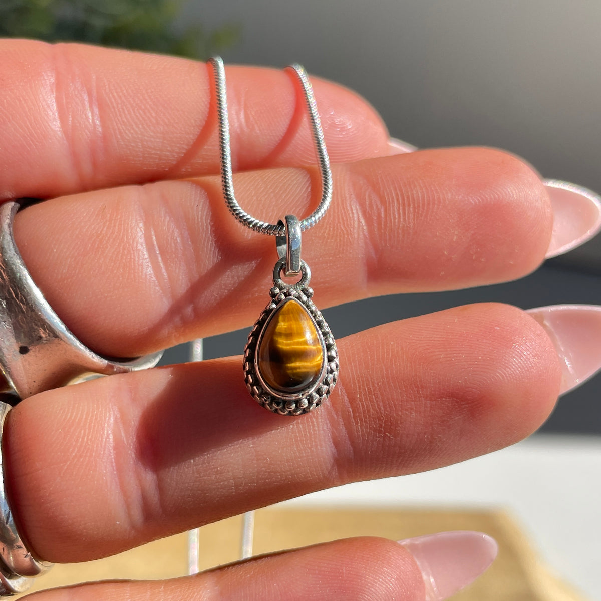 Tigers Eye Teardrop Pendant