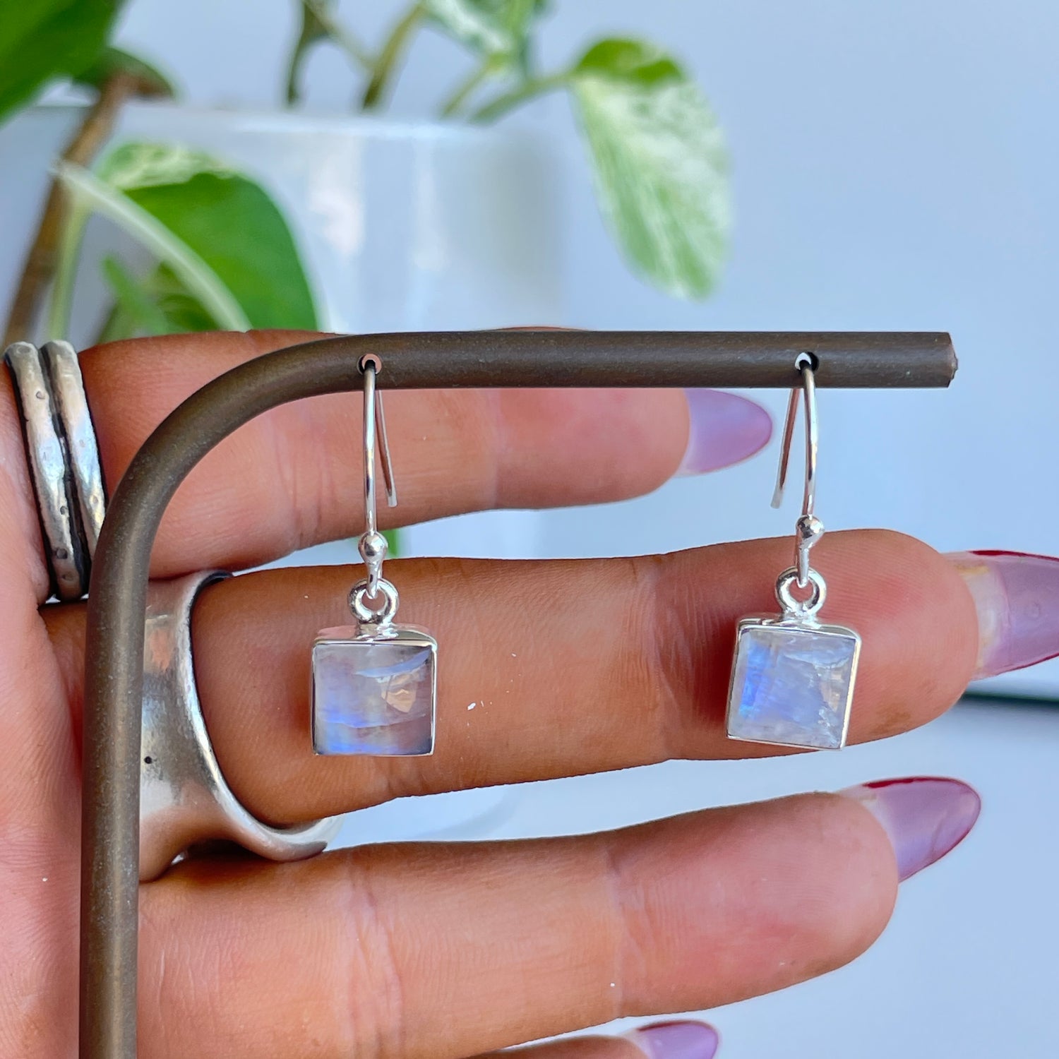 Moonstone Square Earrings