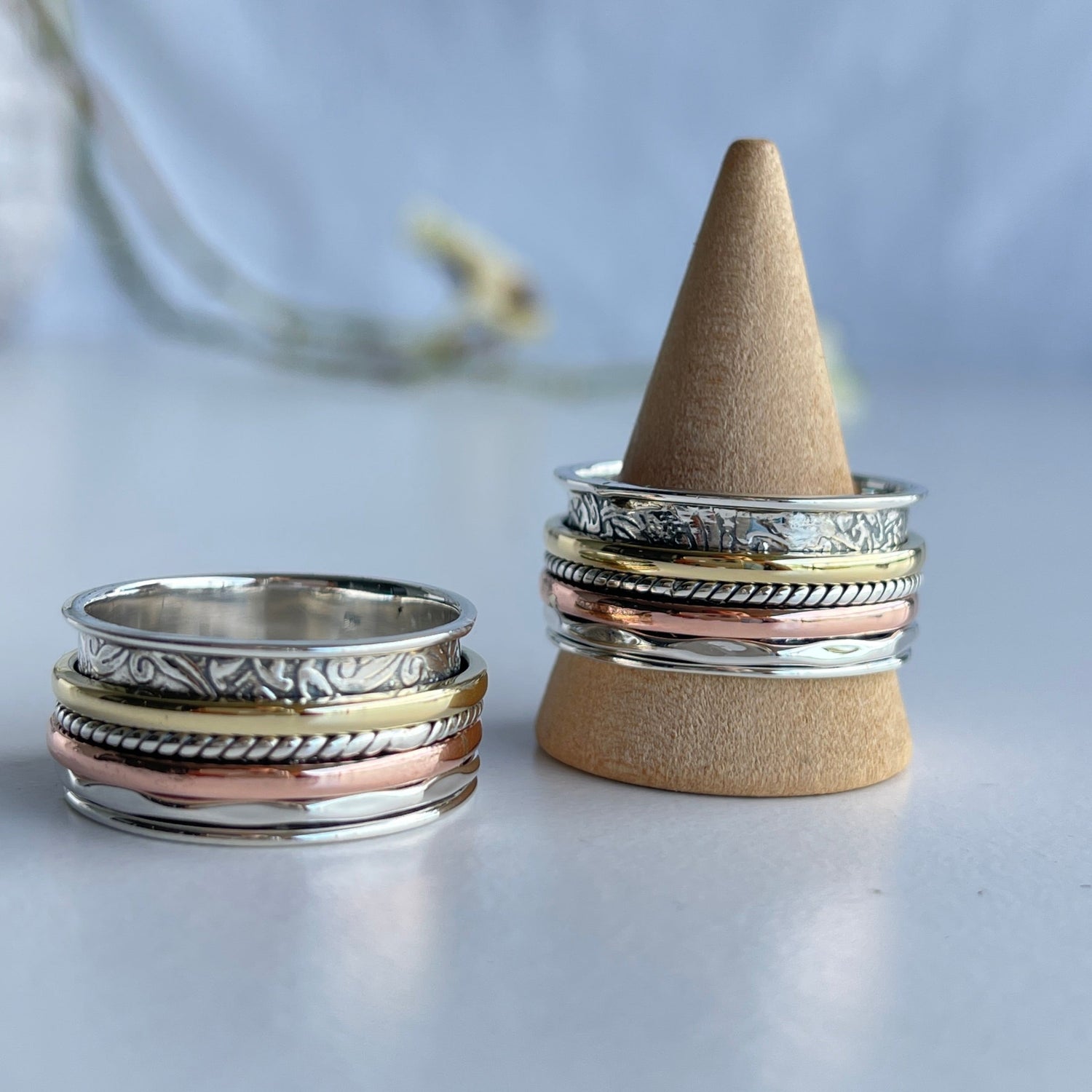 Tri Colour Twist Spinner Ring R3960