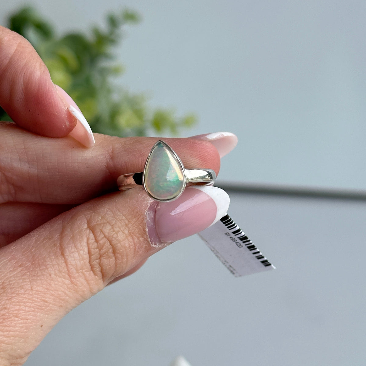 Ethiopian Opal Teardrop Ring Sz8